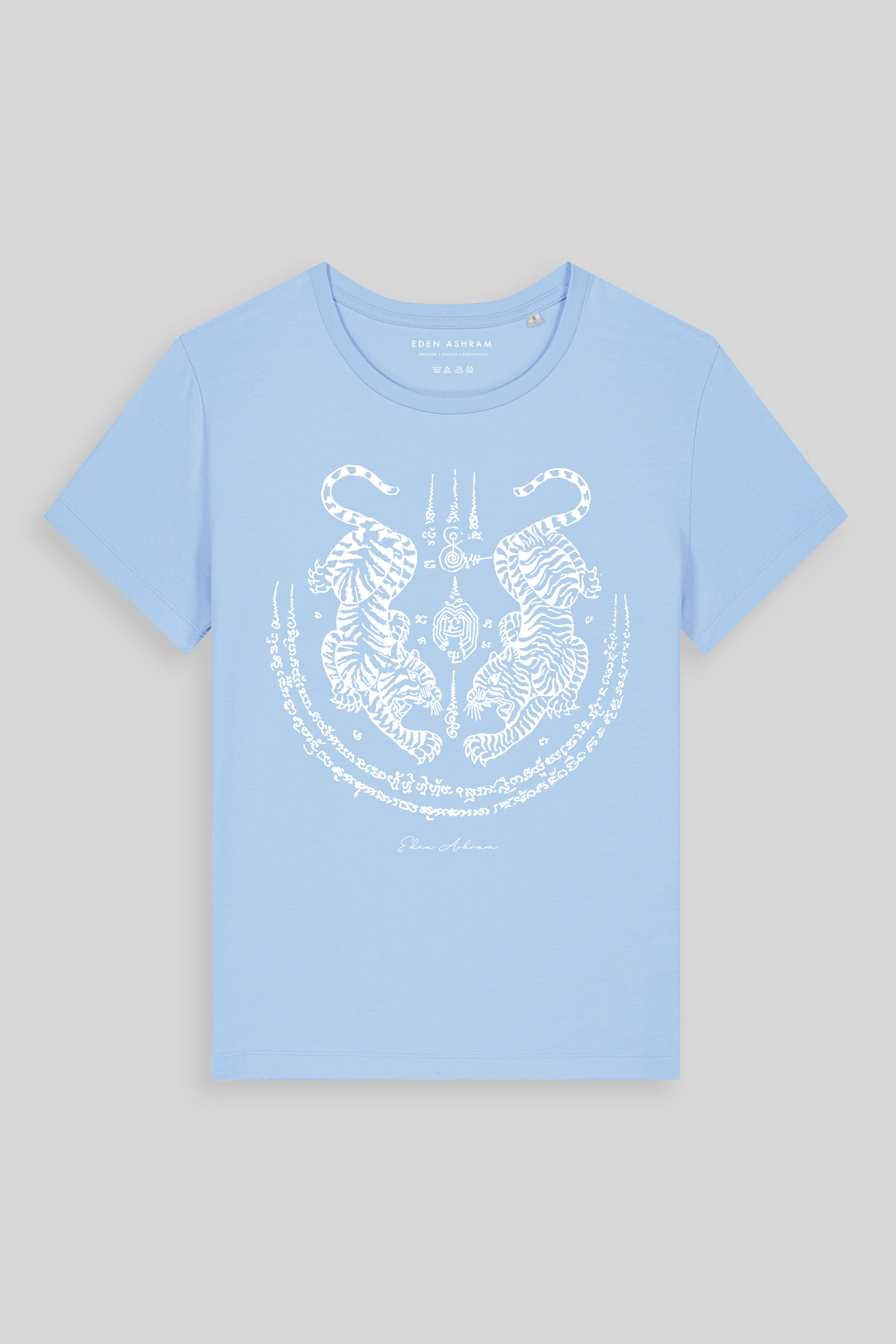Eden Ashram Sak Yant Suea Koo (Twin Tigers) Hampton T-Shirt Blue Sol
