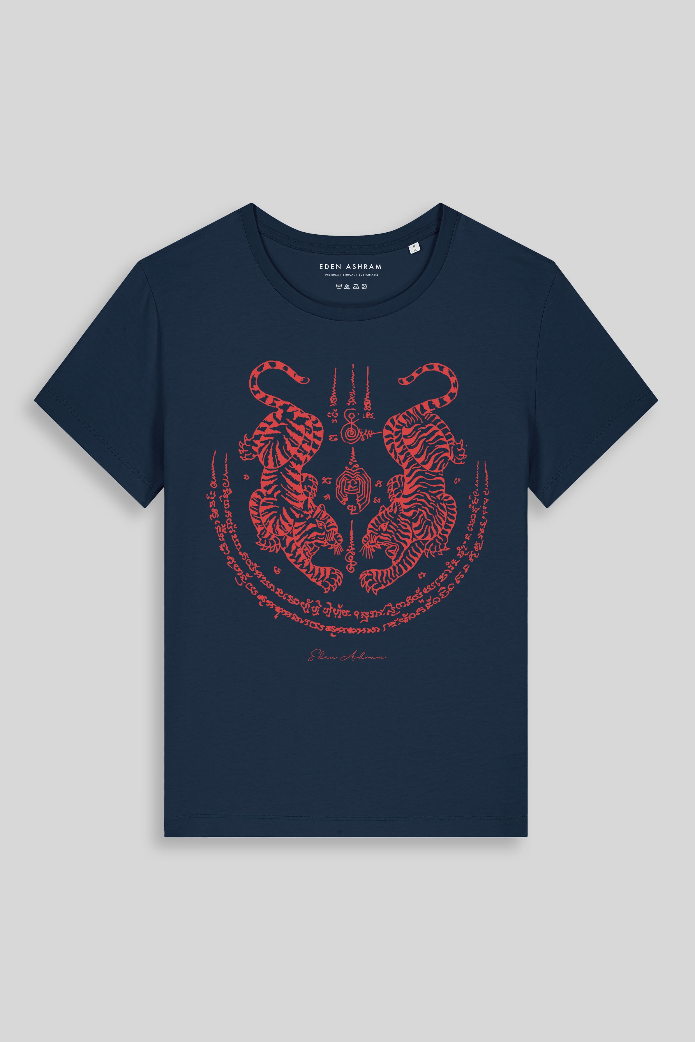 Eden Ashram Sak Yant Suea Koo (Twin Tigers) Hampton T-Shirt Navy