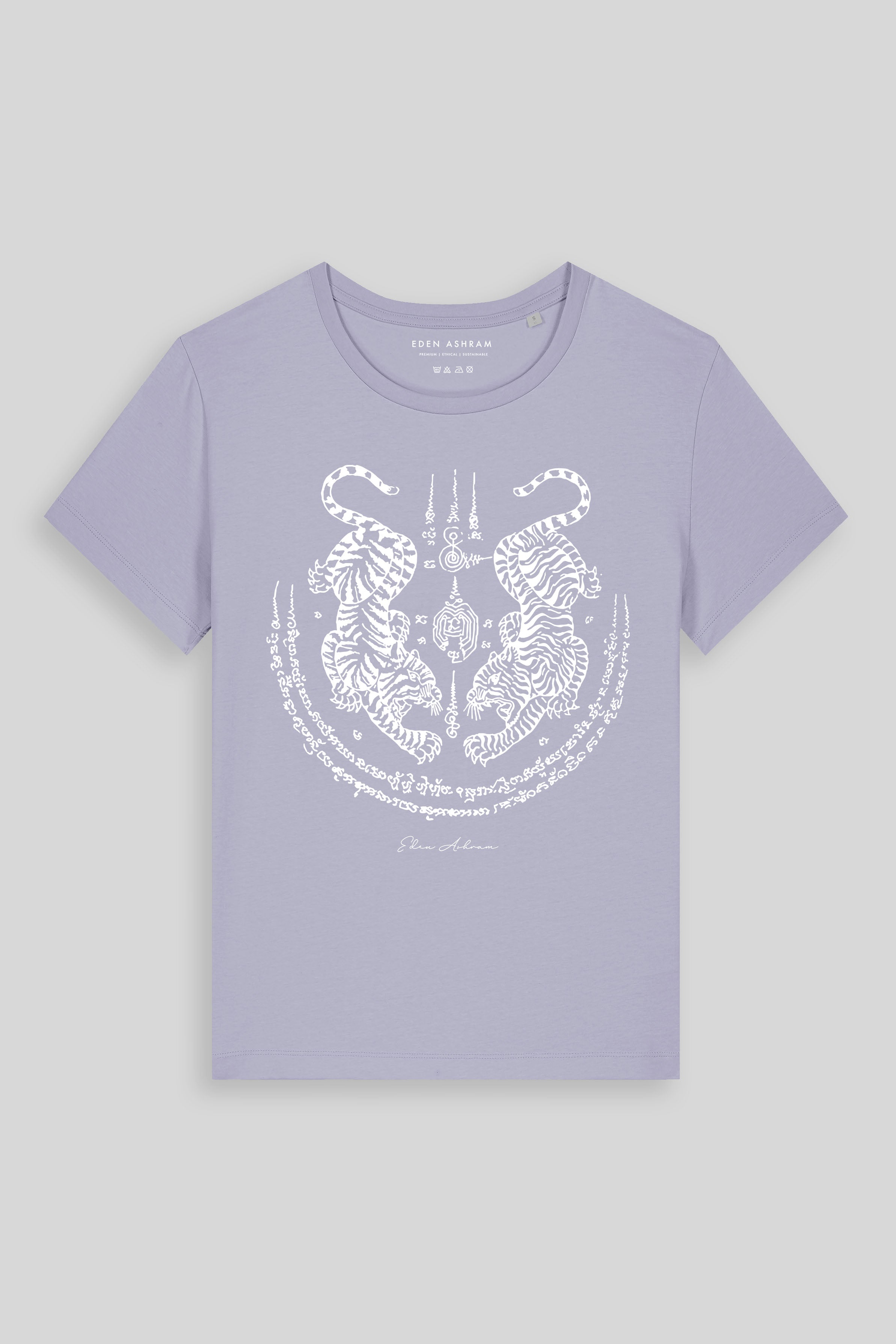 Eden Ashram Sak Yant Suea Koo (Twin Tigers) Hampton T-Shirt Lavender