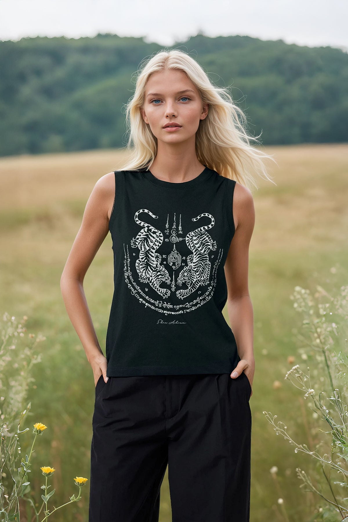 Eden Ashram Sak Yant Suea Koo (Twin Tigers) Venice Tank