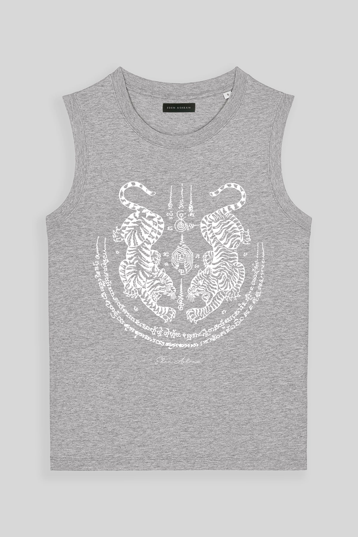 Eden Ashram Sak Yant Suea Koo (Twin Tigers) Venice Tank Heather Grey