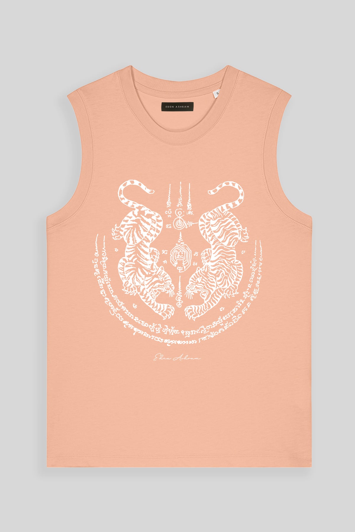 Eden Ashram Sak Yant Suea Koo (Twin Tigers) Venice Tank Peach