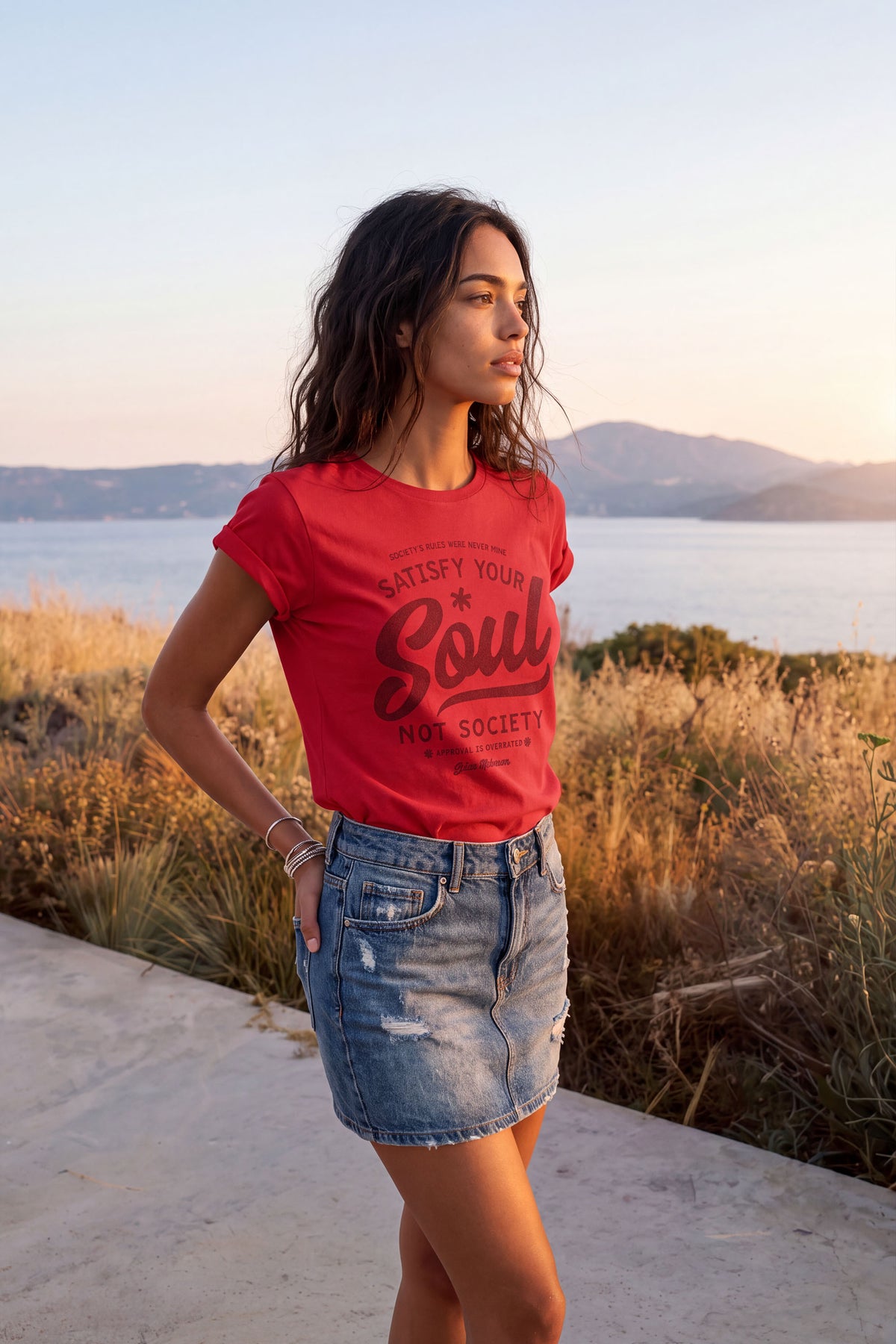 Satisfy Your Soul - Not Society Premium Rolled Sleeve T-Shirt