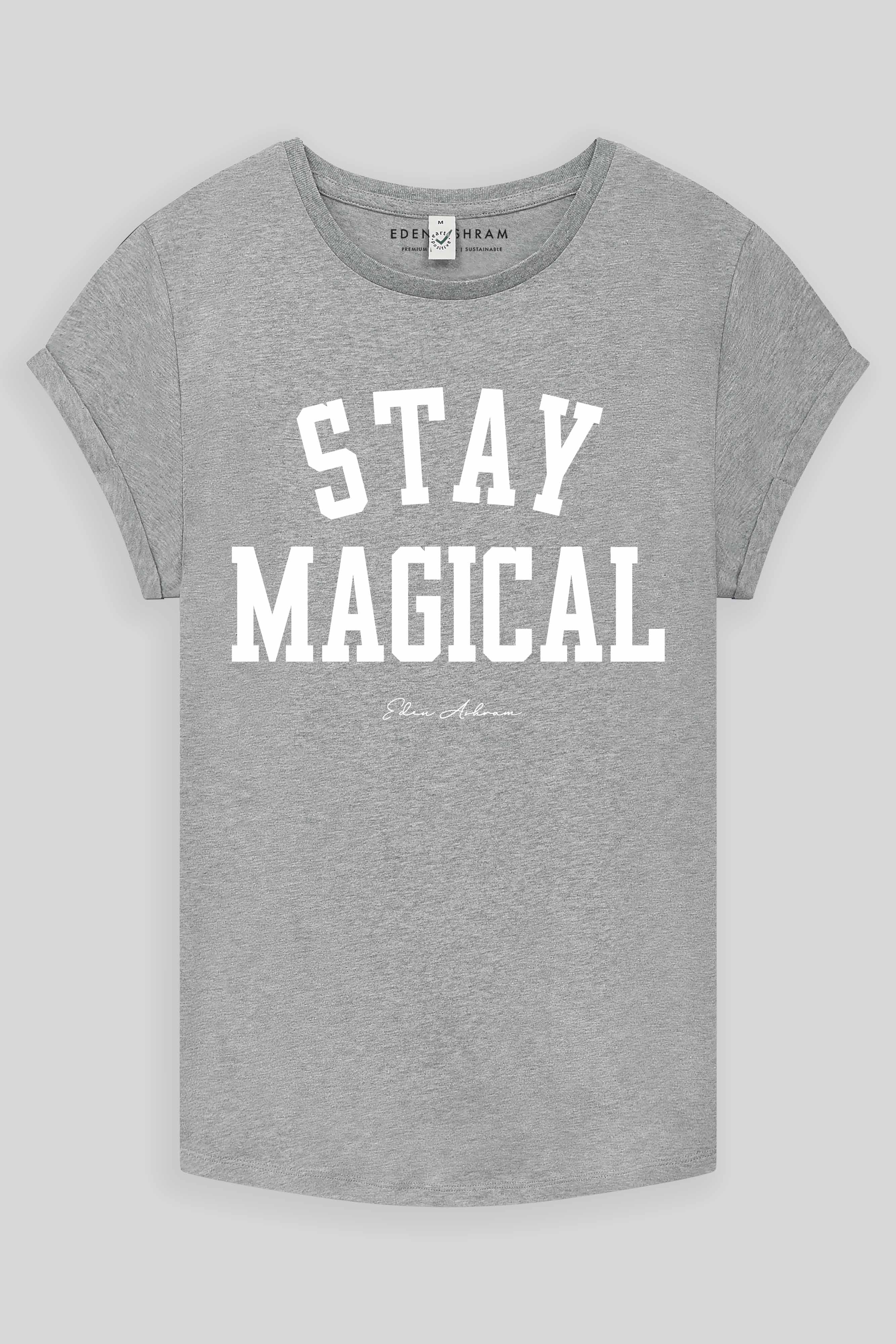 Eden Ashram Stay Magical Premium Rolled Sleeve T-Shirt Heather Grey