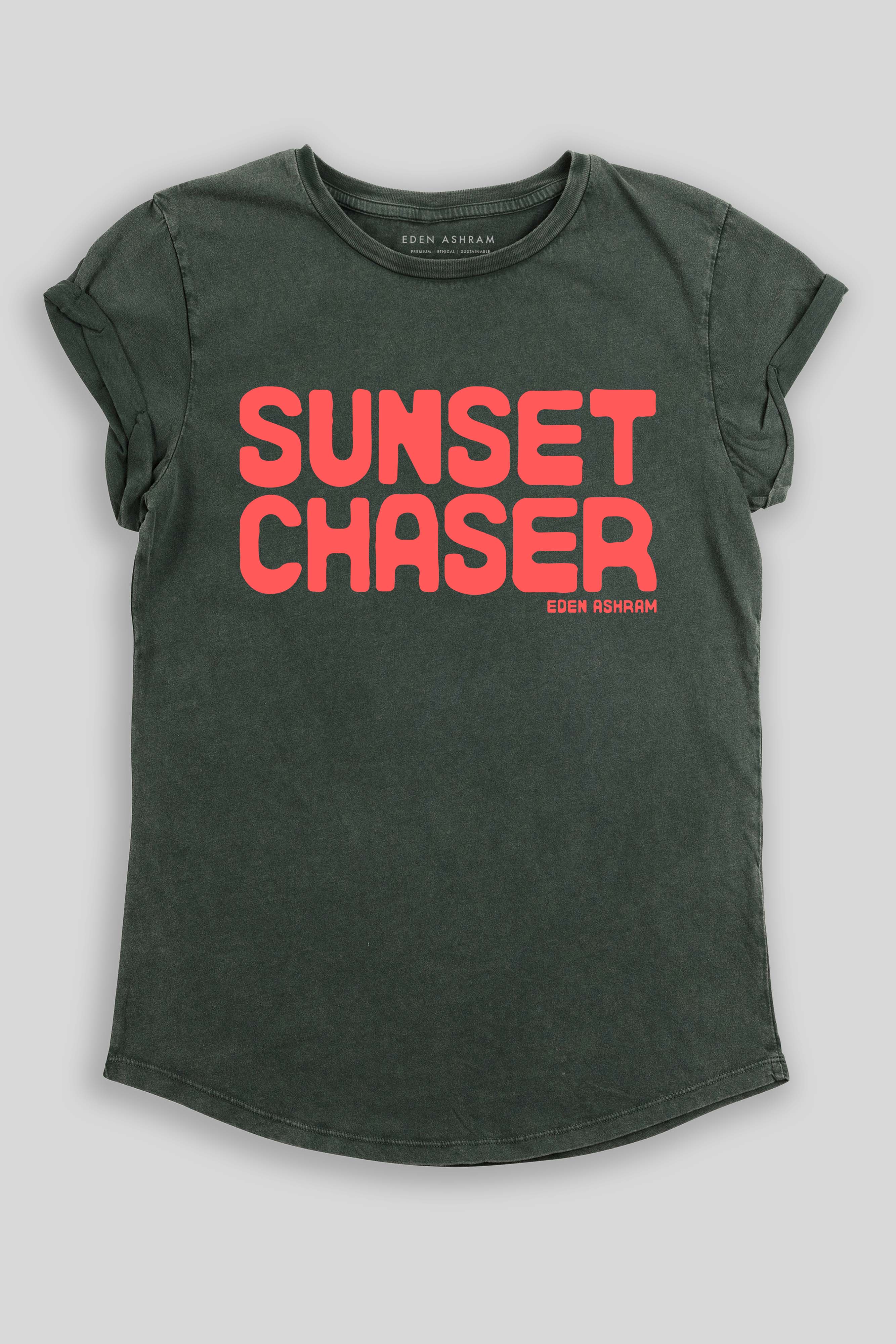 Eden Ashram Sunset Chaser Rolled Sleeve T-Shirt Stonewash Green