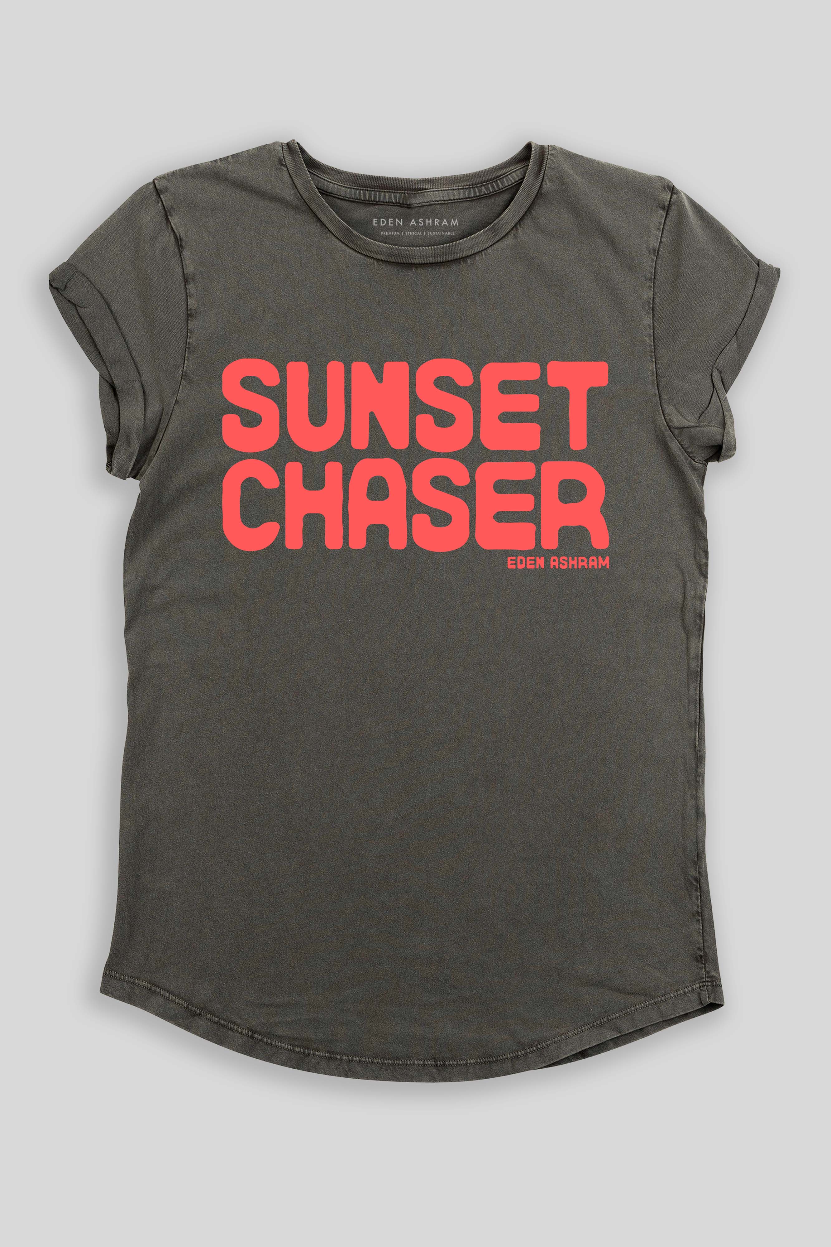Eden Ashram Sunset Chaser Rolled Sleeve T-Shirt Stonewash Grey