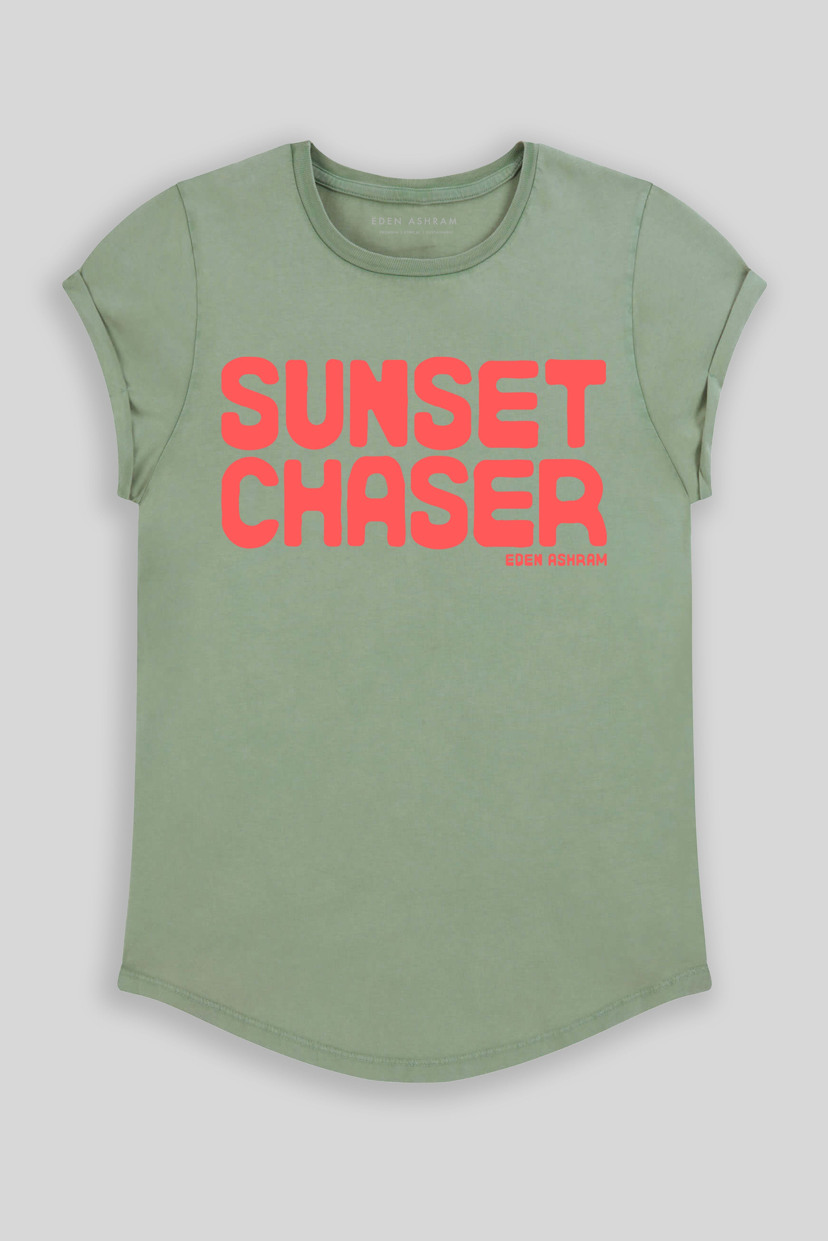 Eden Ashram Sunset Chaser Rolled Sleeve T-Shirt Stonewash Sage