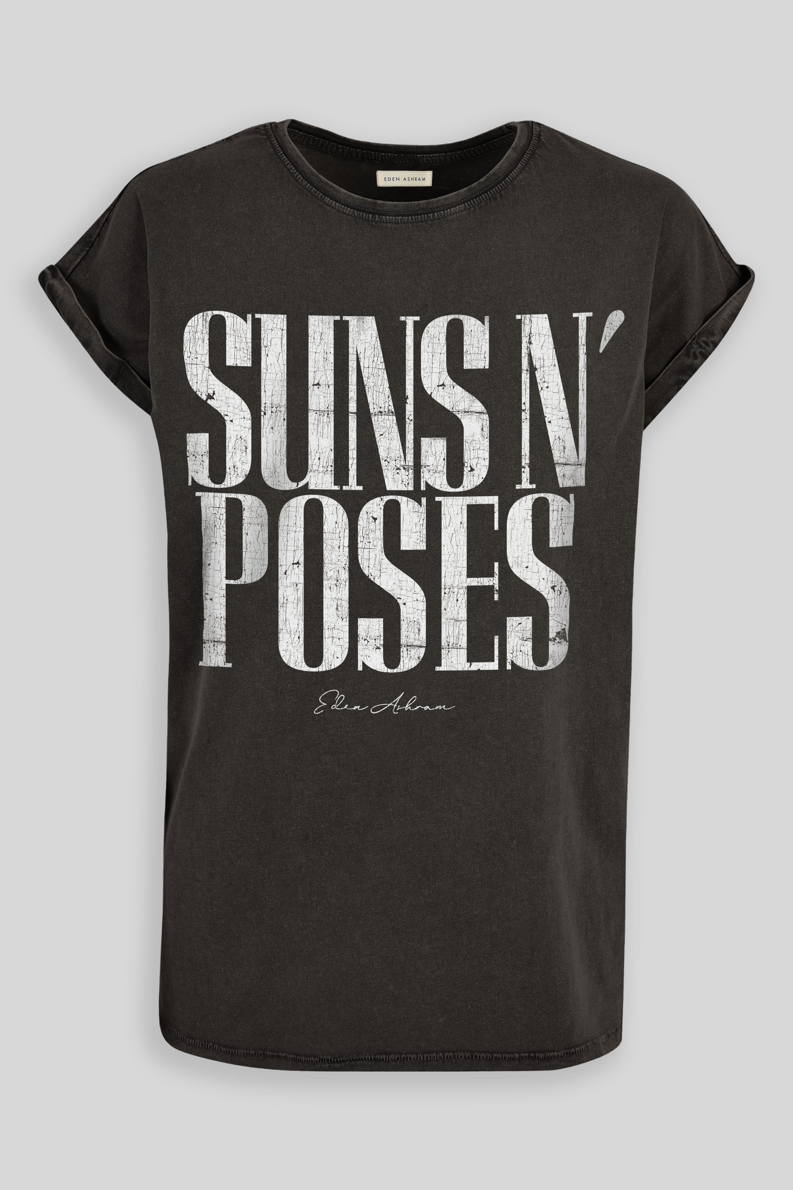 Eden Ashram Suns N' Poses Premium Relaxed Boyfriend T-Shirt Acid Black