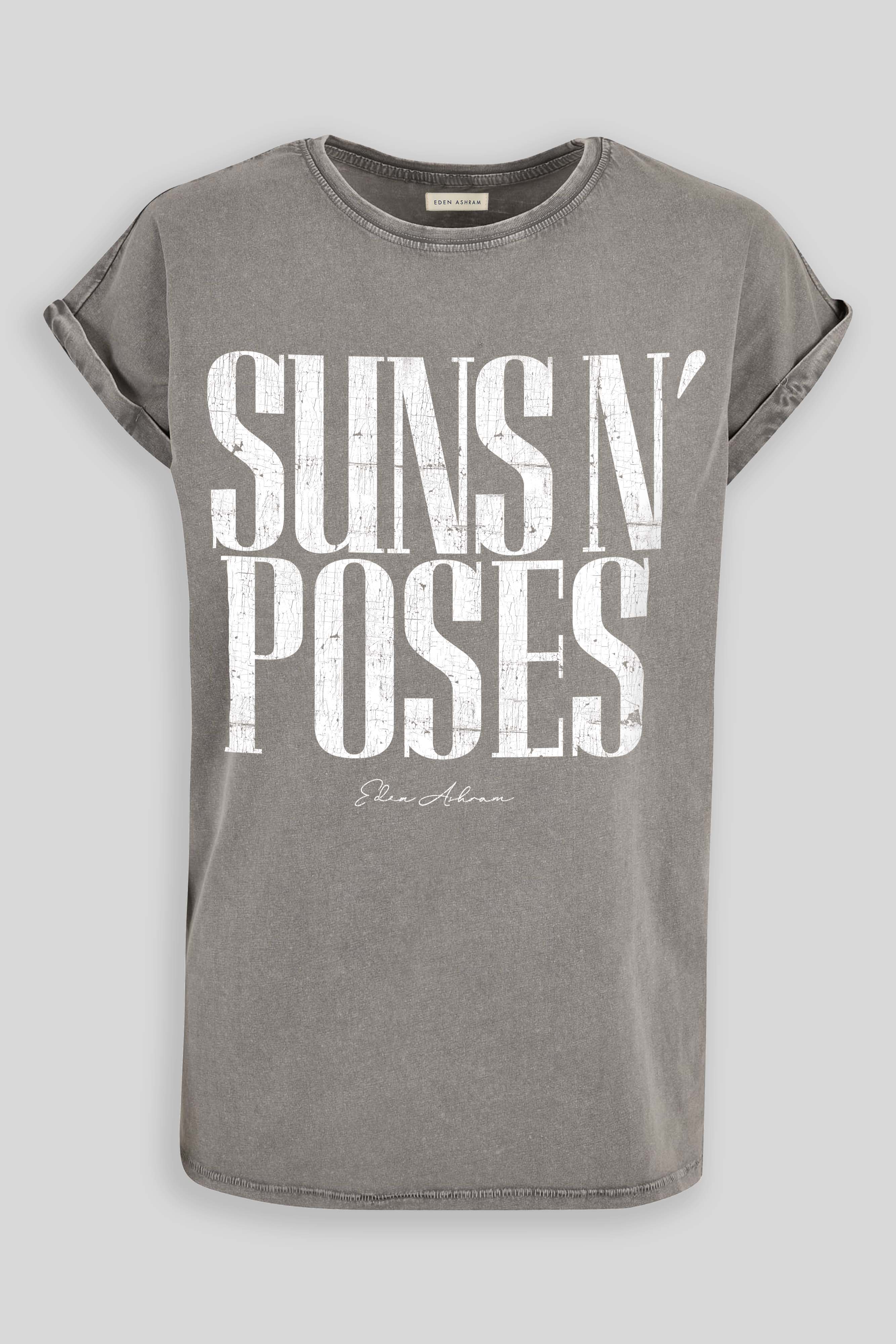 Eden Ashram Suns N' Poses Premium Relaxed Boyfriend T-Shirt Acid Grey