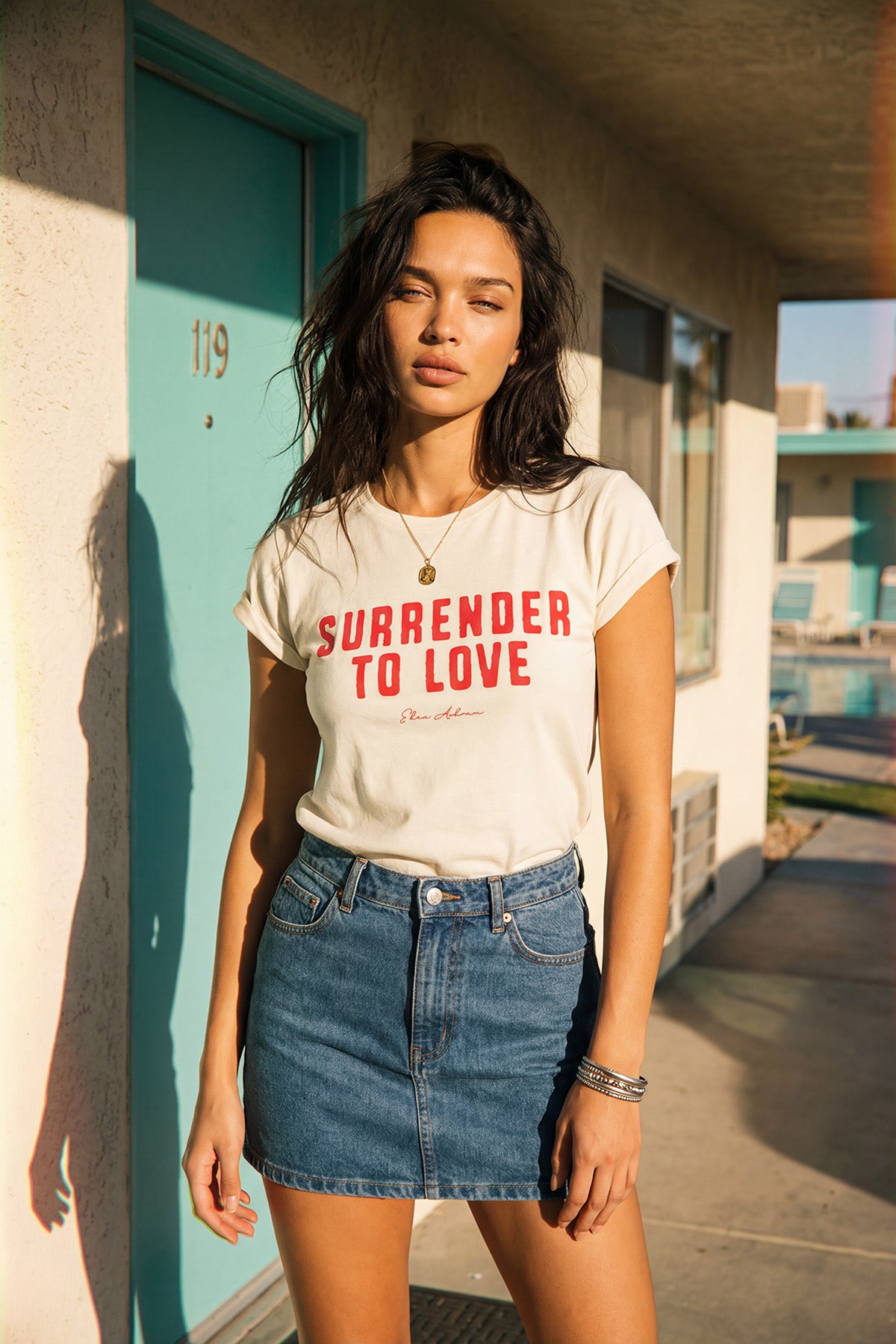 Eden Ashram Surrender To Love Premium Rolled Sleeve T-Shirt