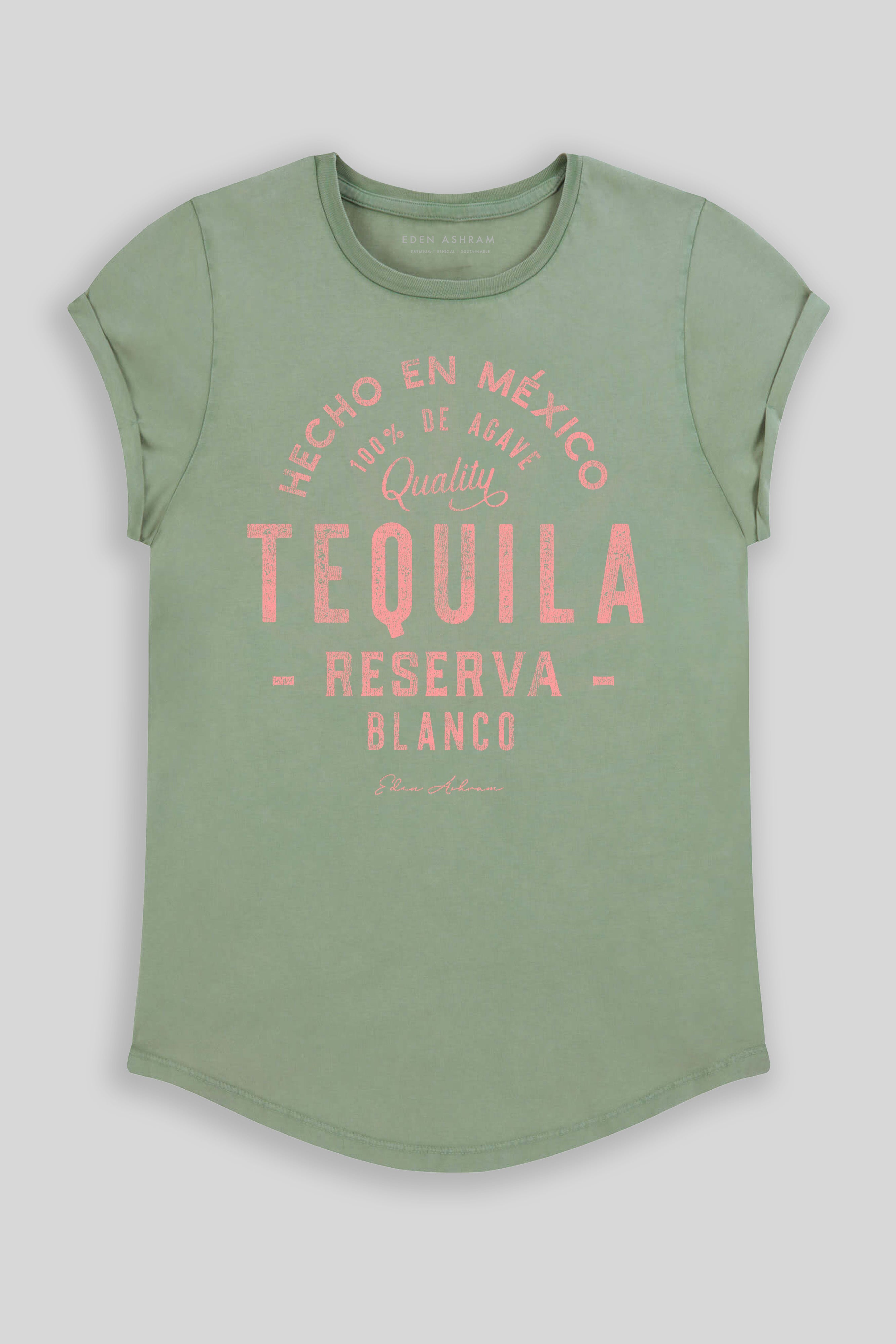 Eden Ashram Tequila Premium Rolled Sleeve T-Shirt Stonewash Sage