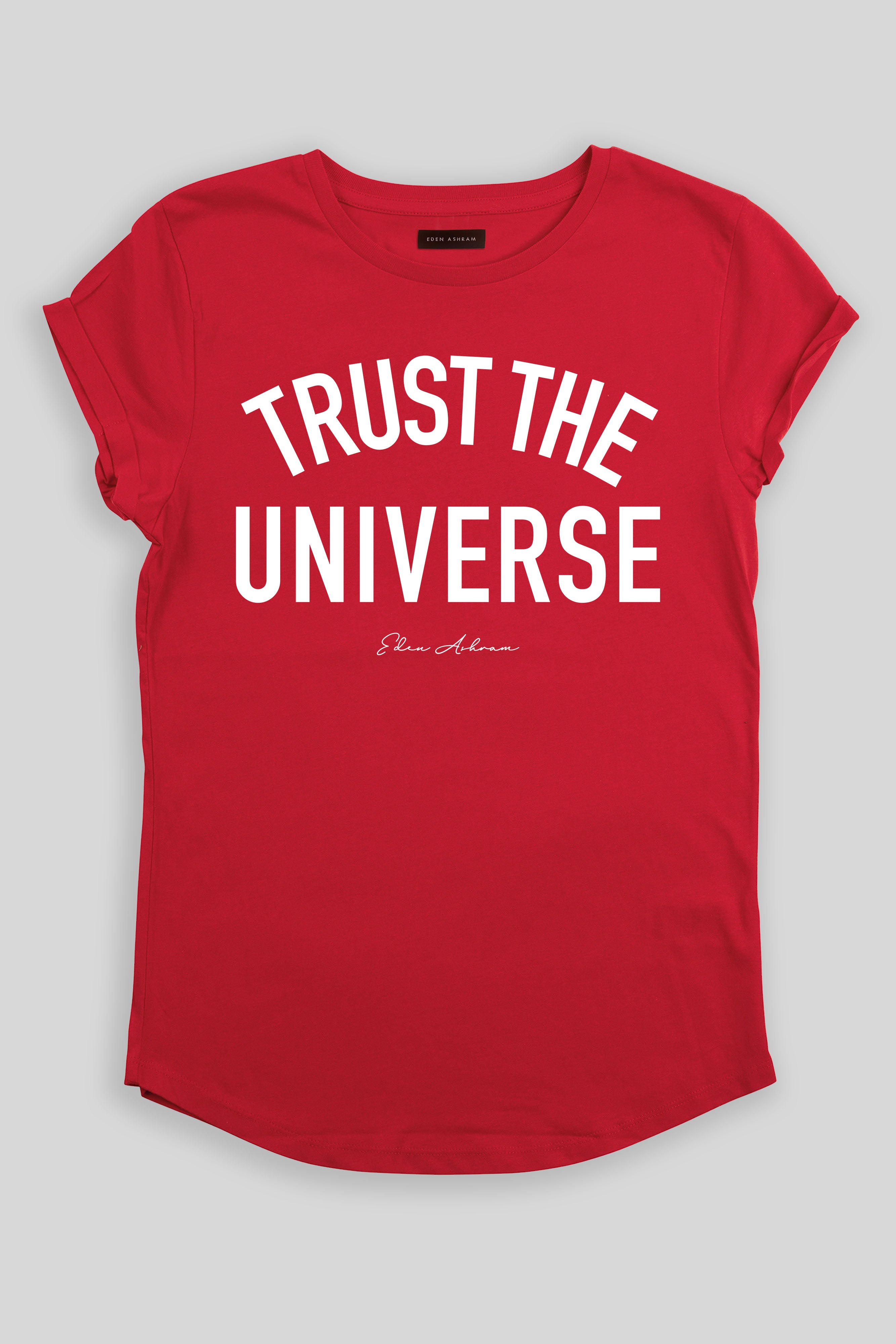 Eden Ashram Trust The Universe Premium Rolled Sleeve T-Shirt Red