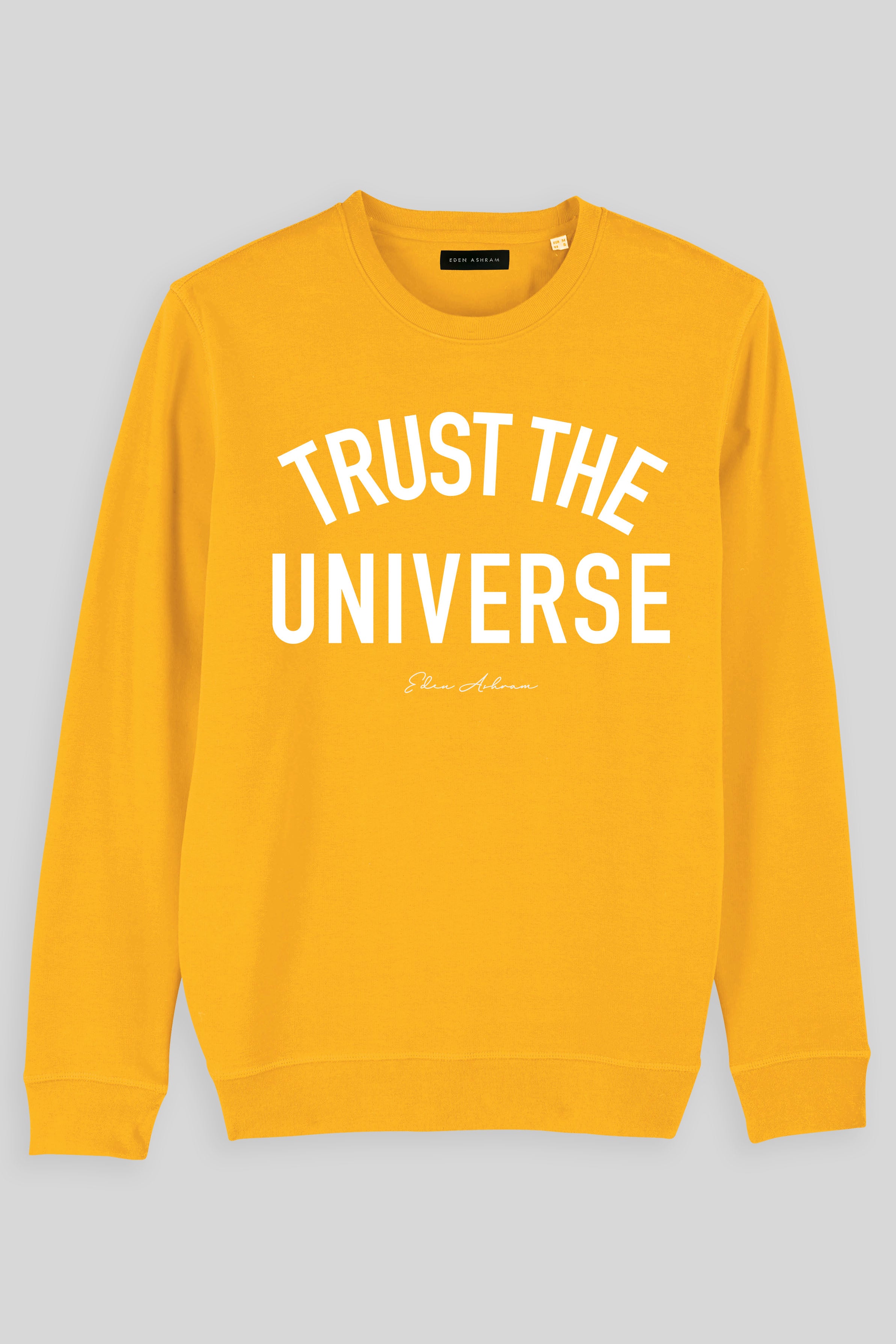 EDEN ASHRAM Trust The Universe Premium Crew Neck Sweatshirt Spectra Yellow