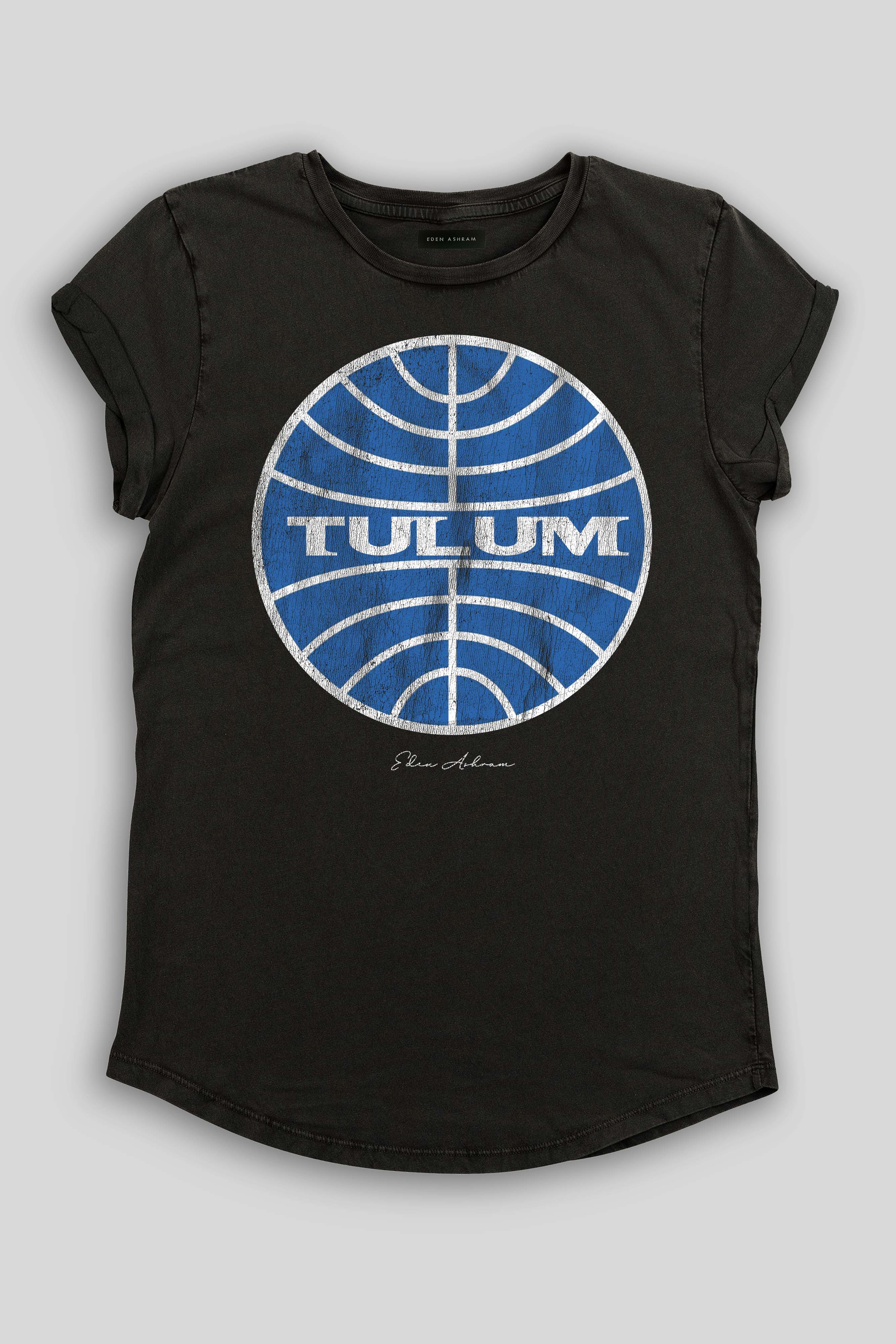 Eden Ashram Tulum Premium Rolled Sleeve T-Shirt Stonewash Black