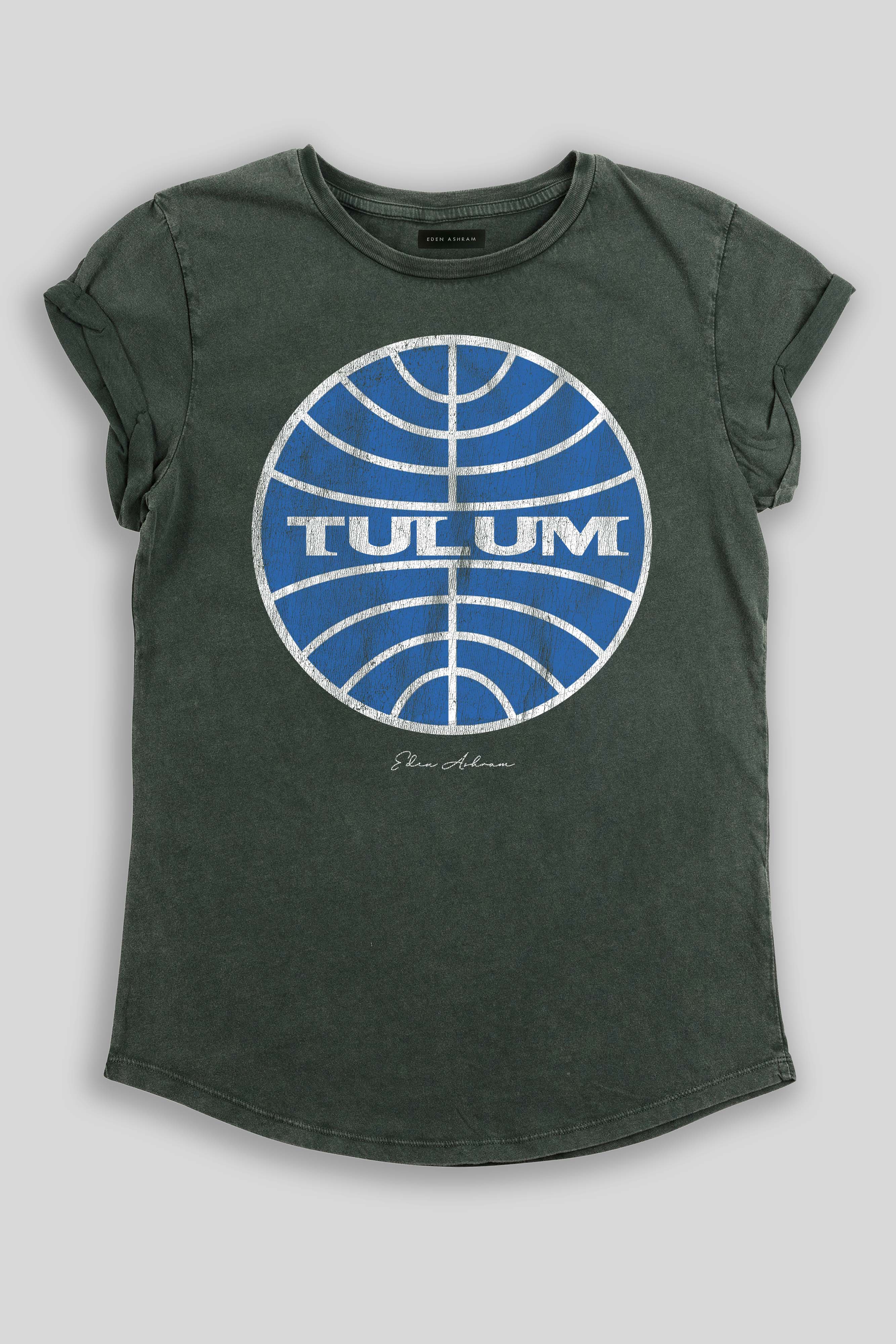 Eden Ashram Tulum Premium Rolled Sleeve T-Shirt Stonewash Green