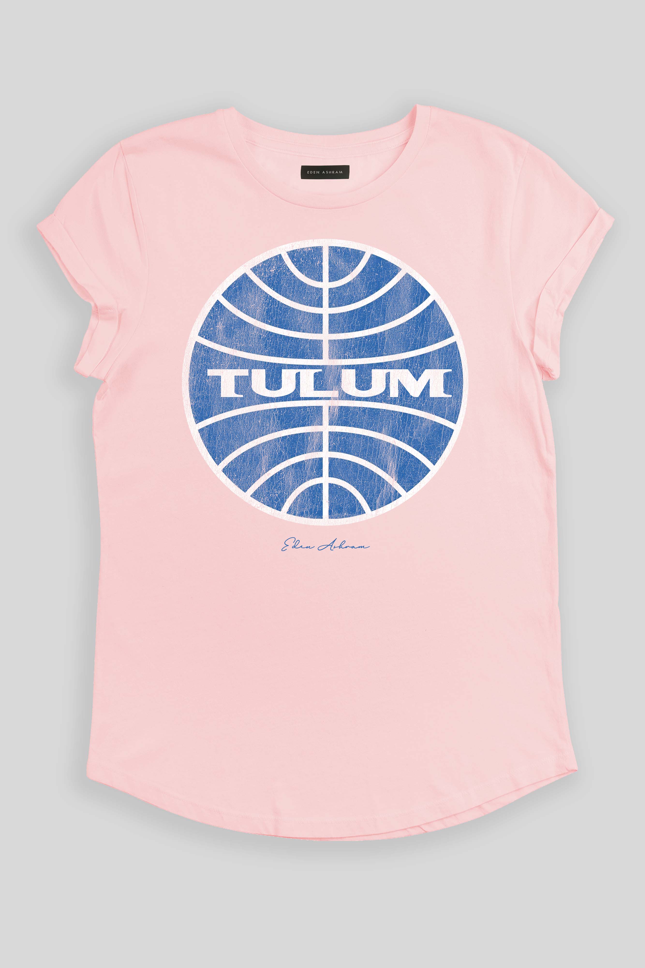 Eden Ashram Tulum Premium Rolled Sleeve T-Shirt Stonewash Pink