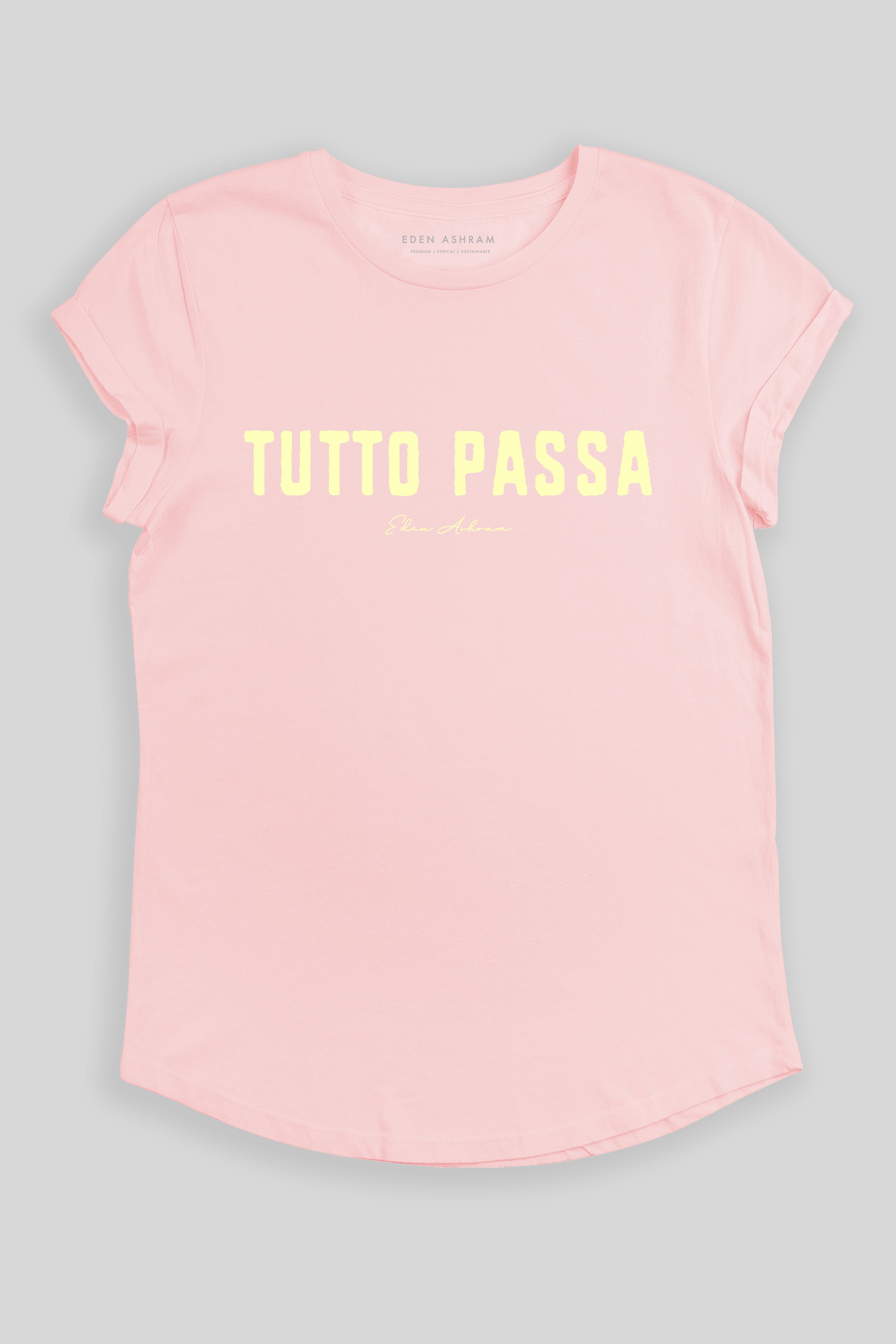 Eden Ashram Tutto Passa Premium Rolled Sleeve T-Shirt Stonewash Pink