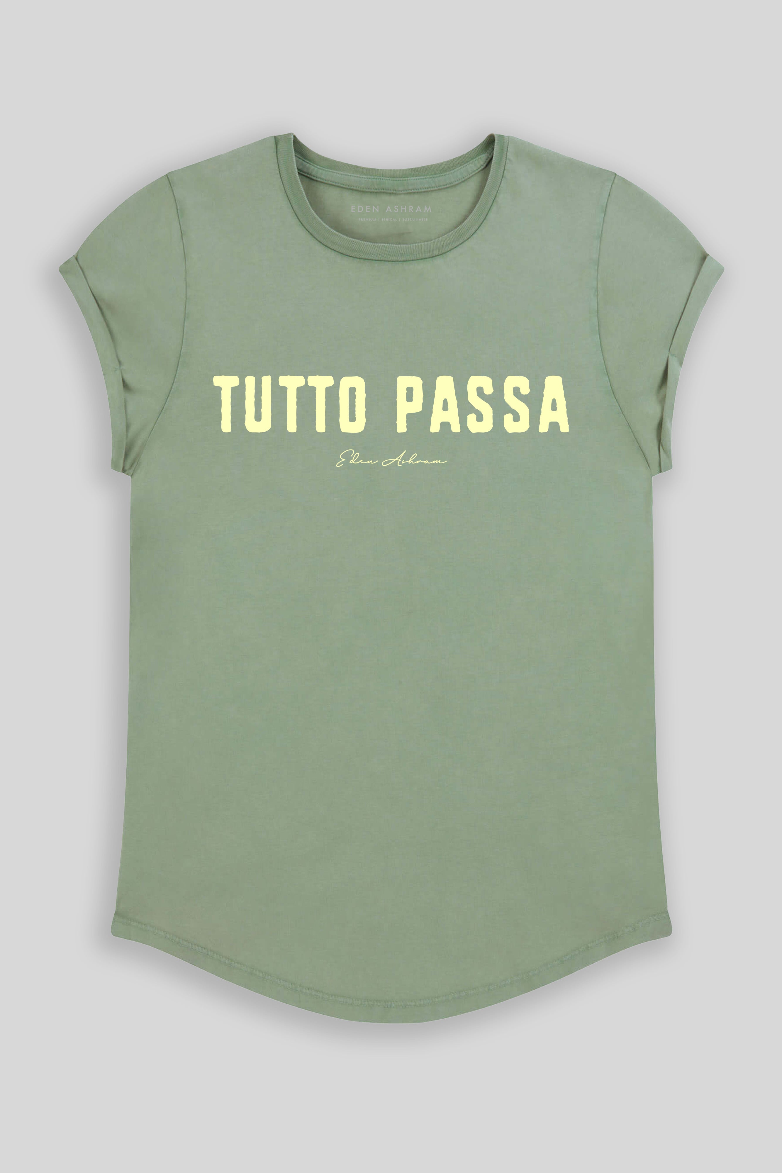 Eden Ashram Tutto Passa Premium Rolled Sleeve T-Shirt Stonewash Sage