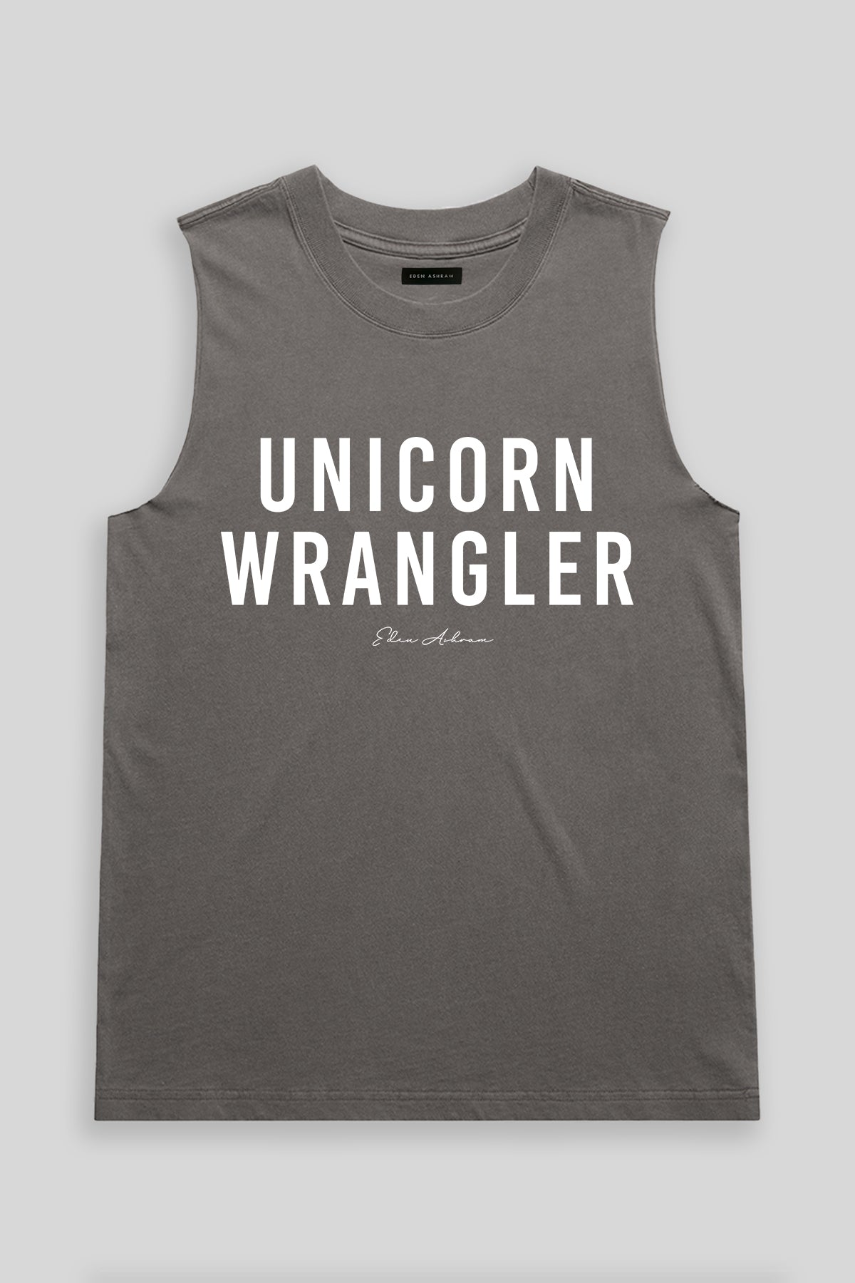 Eden Ashram Unicorn Wrangler Faded Rocker Tank Faded Grey