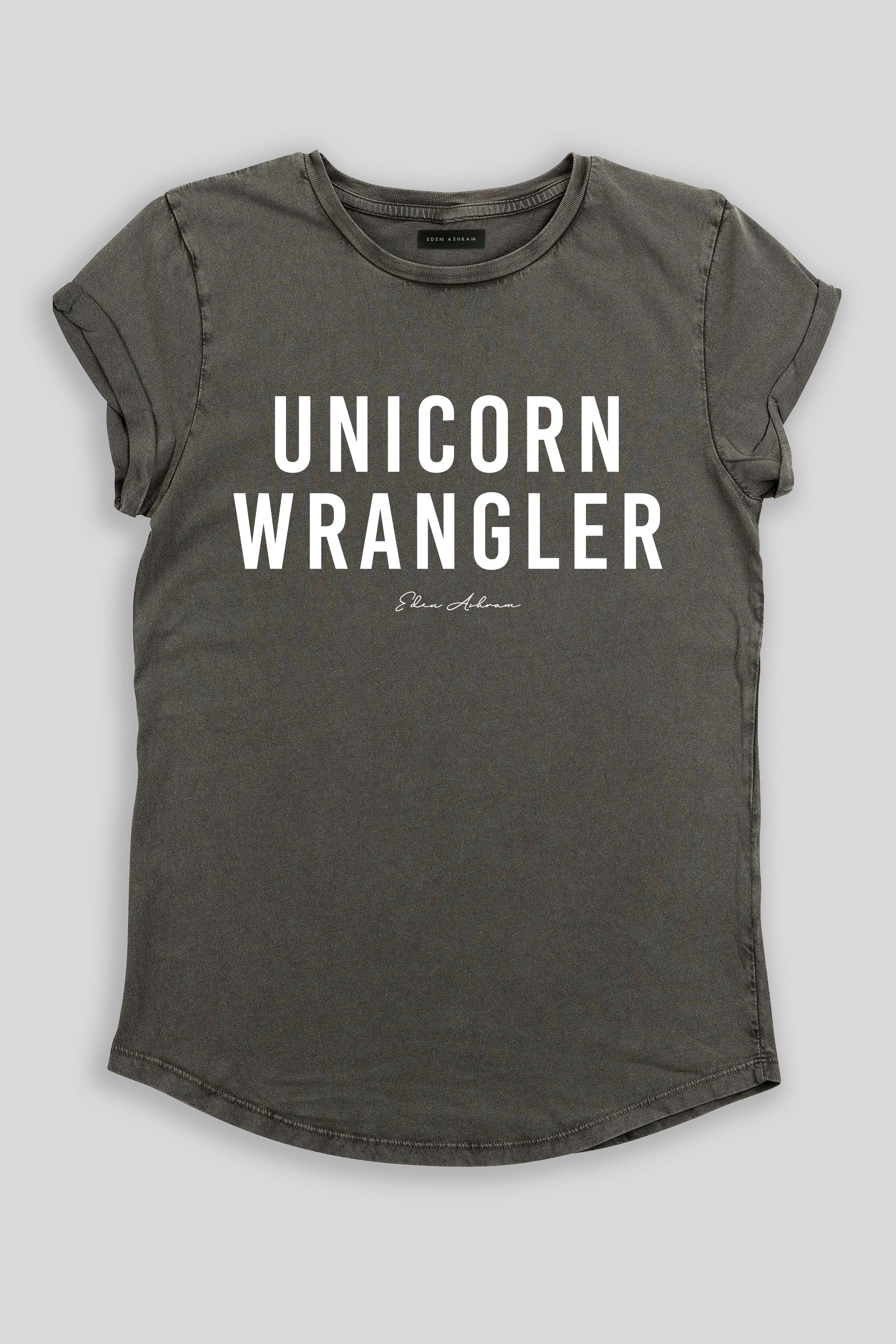 Eden Ashram Unicorn Wrangler Premium Rolled Sleeve T-Shirt Stonewash Grey