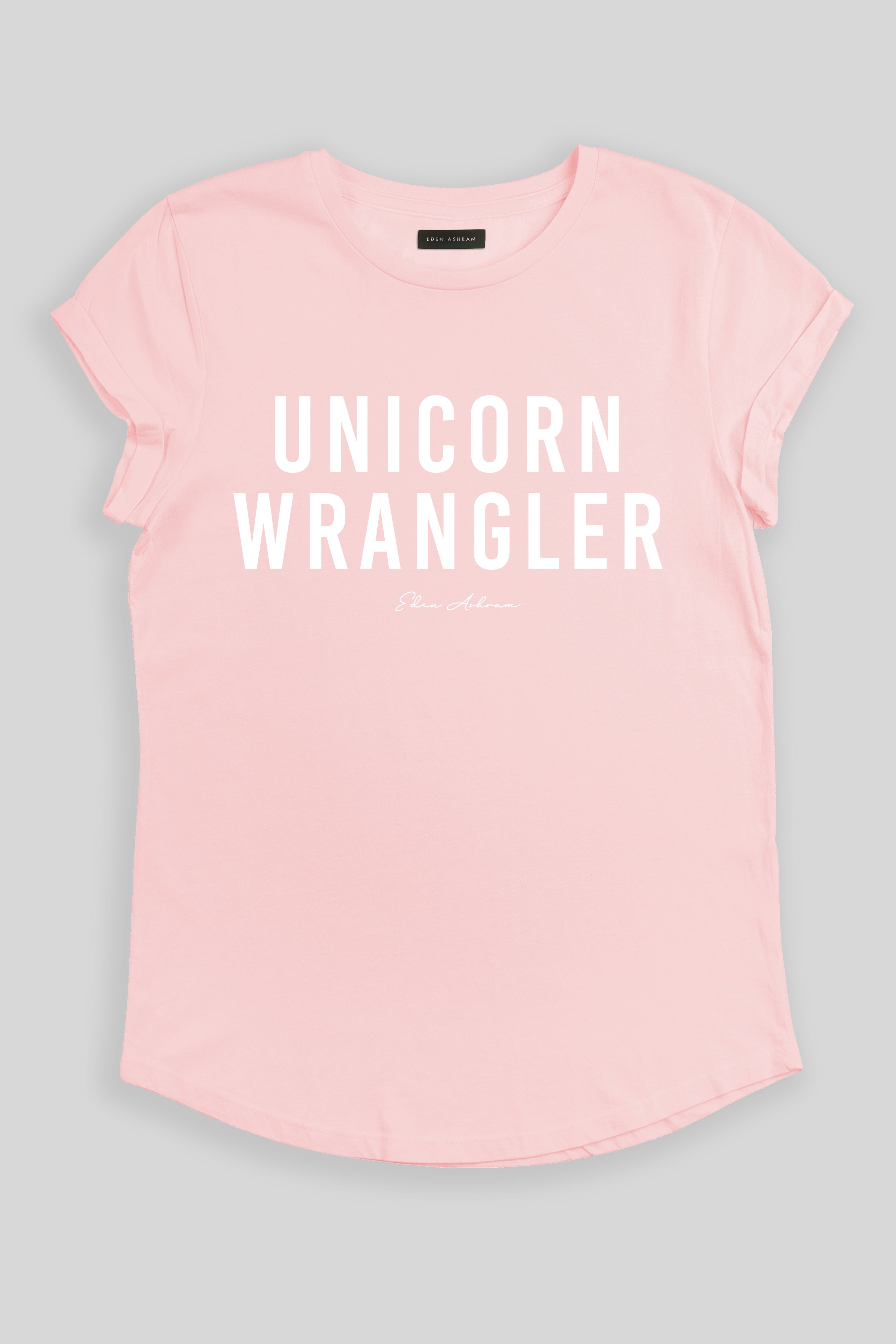 Eden Ashram Unicorn Wrangler Premium Rolled Sleeve T-Shirt Stonewash Pink