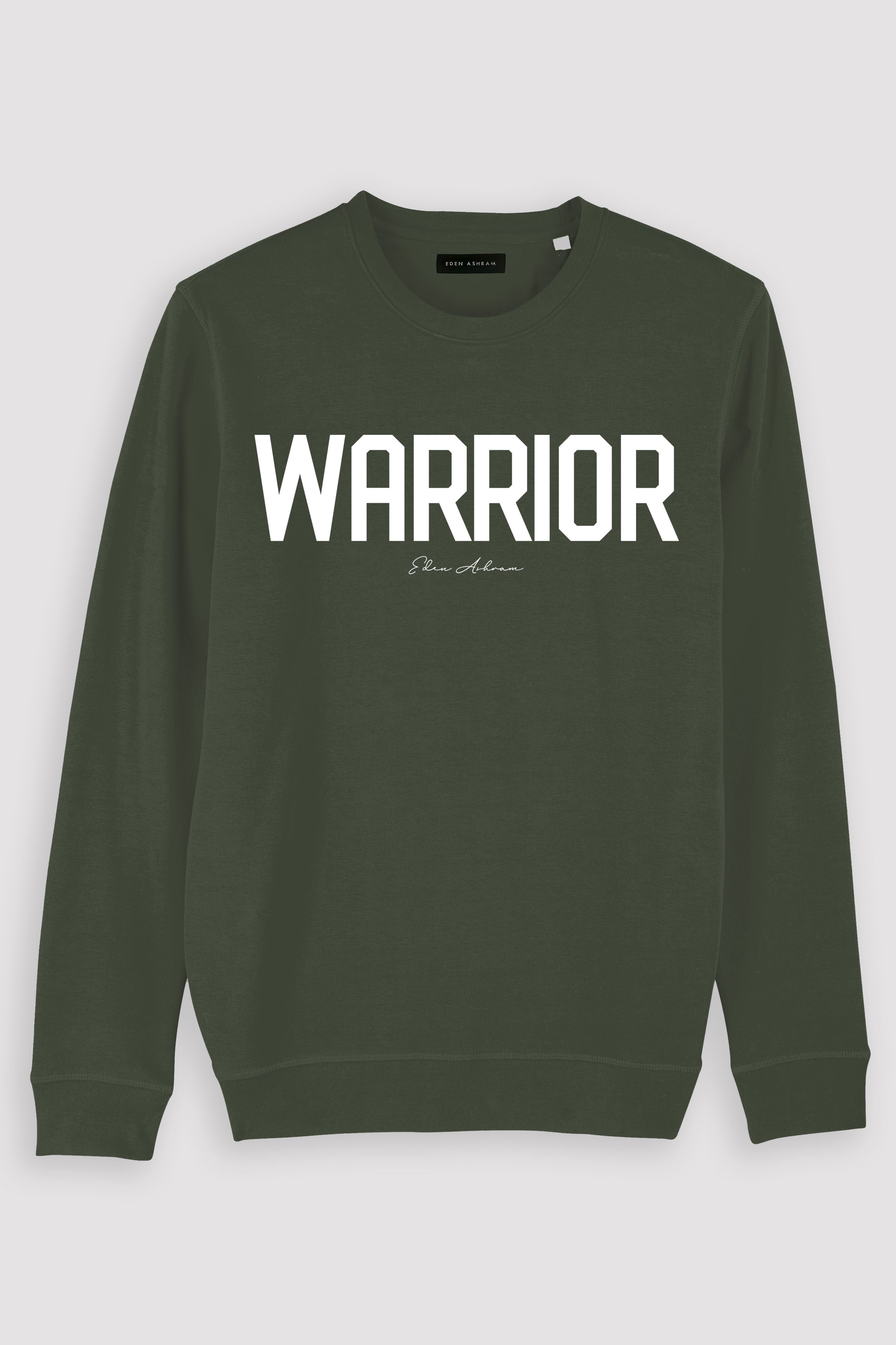 EDEN ASHRAM Warrior Premium Crew Neck Sweatshirt Khaki
