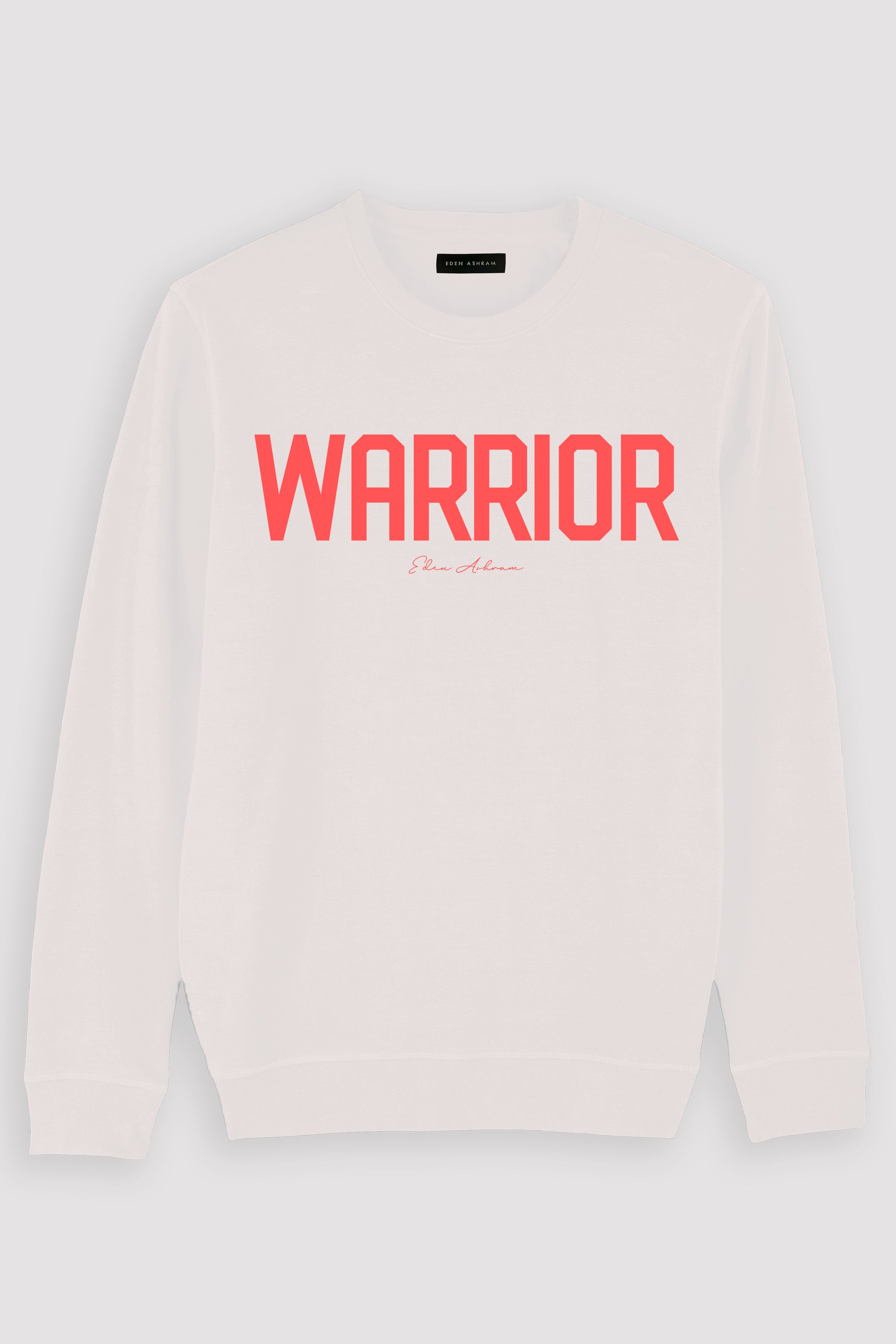 EDEN ASHRAM Warrior Premium Crew Neck Sweatshirt White