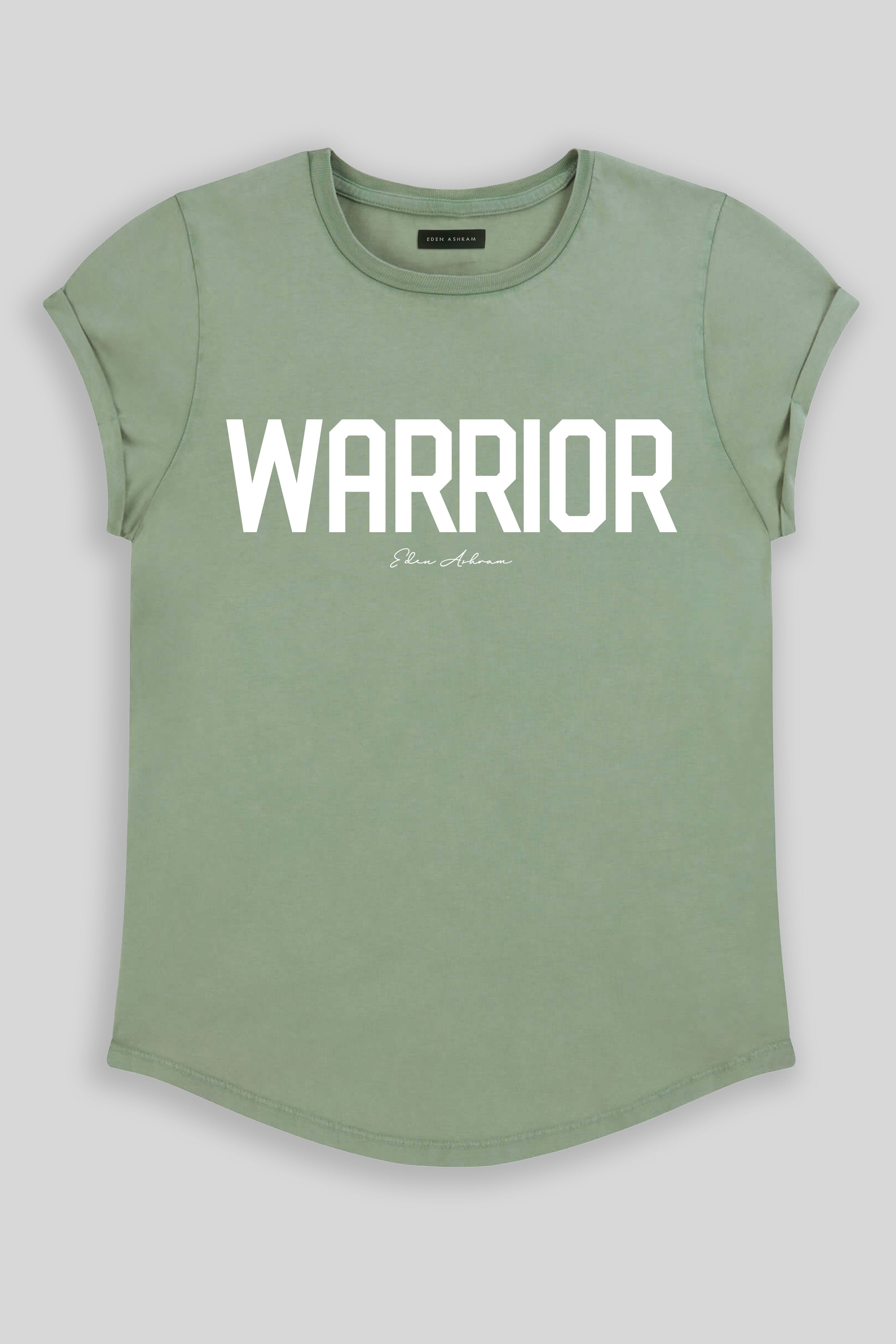 Eden Ashram Warrior Premium Rolled Sleeve T-Shirt Stonewash Sage