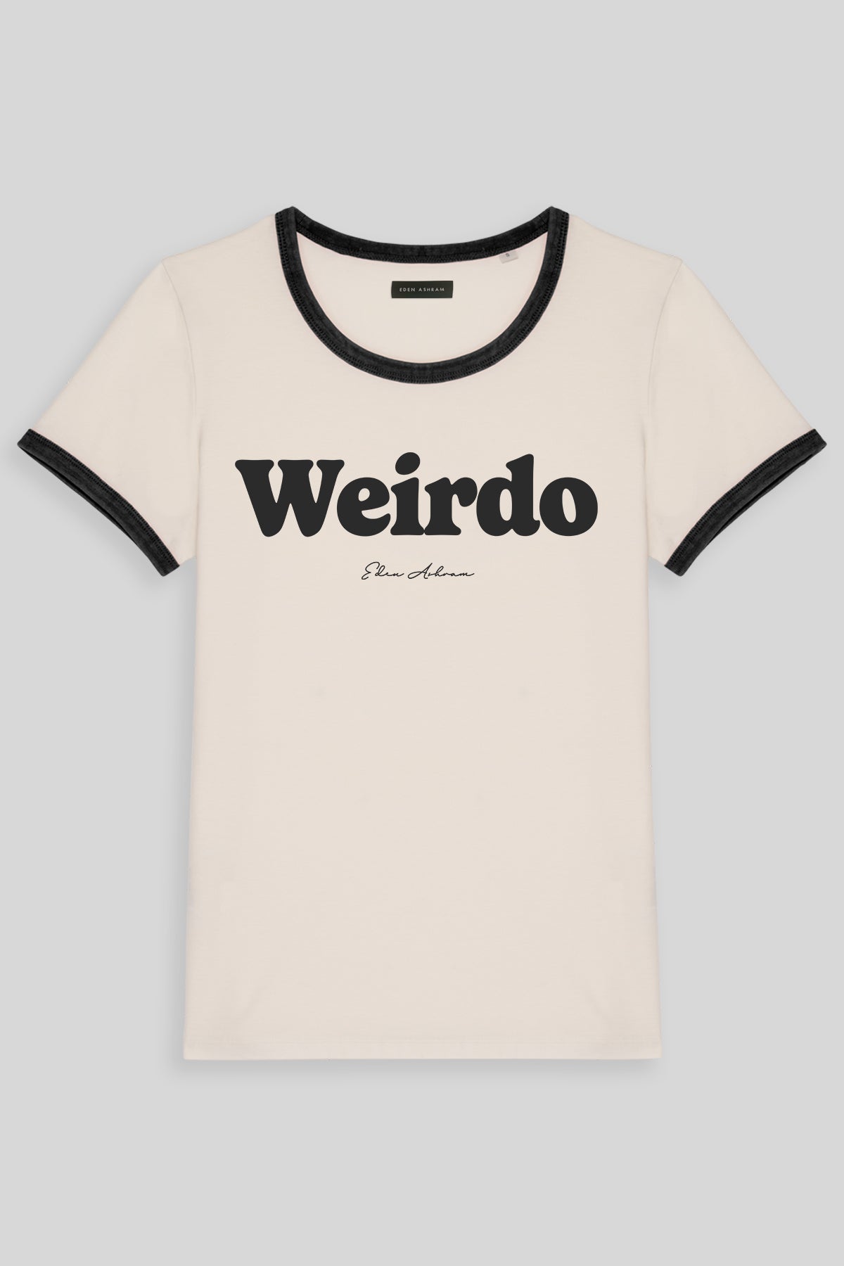 Eden Ashram Weirdo Premium Organic Ringer T-Shirt Washed Black