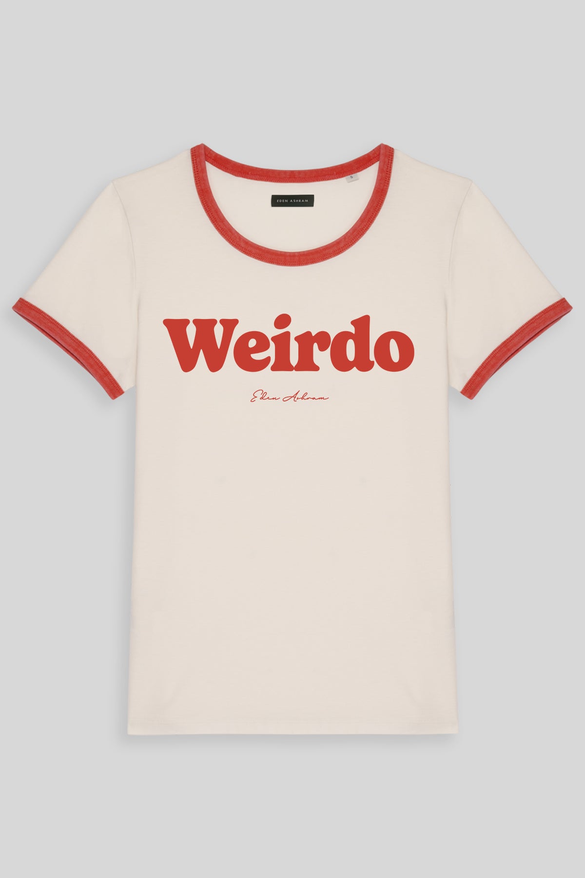 Eden Ashram Weirdo Premium Organic Ringer T-Shirt Washed Paprika