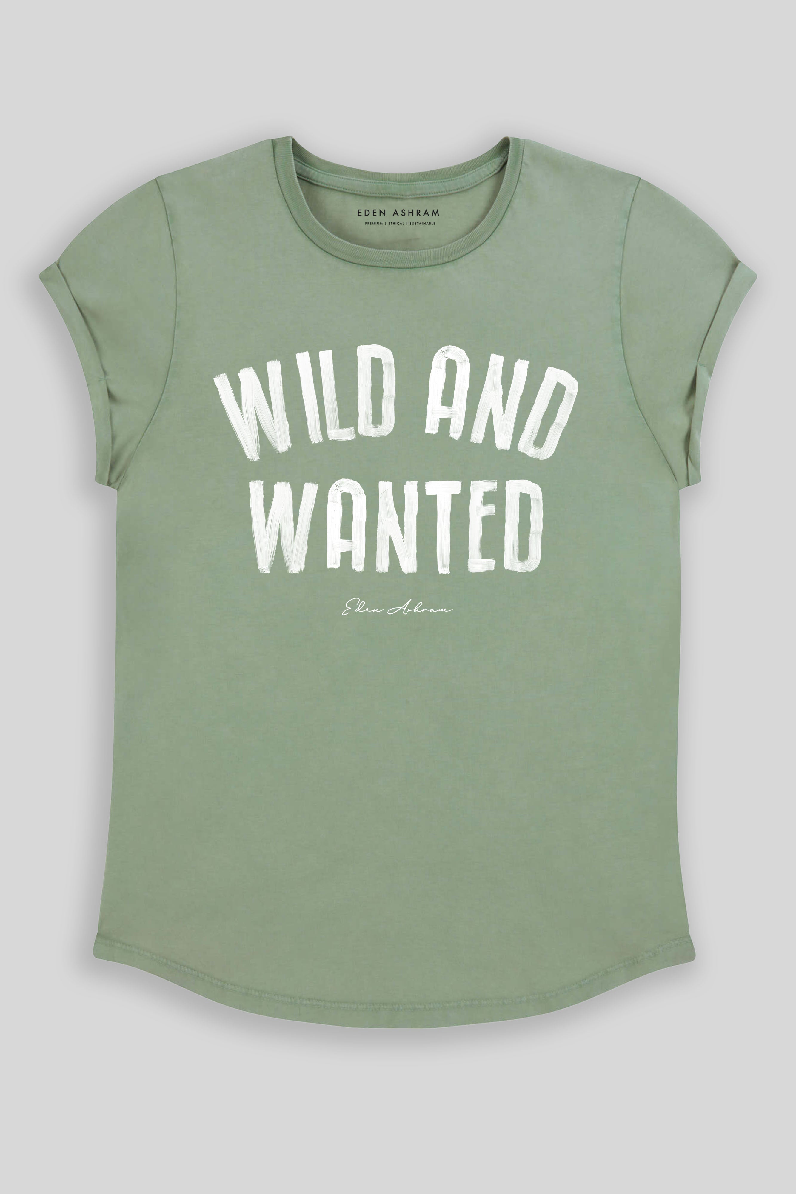 Eden Ashram Wild And Wanted Premium Rolled Sleeve T-Shirt Stonewash Sage