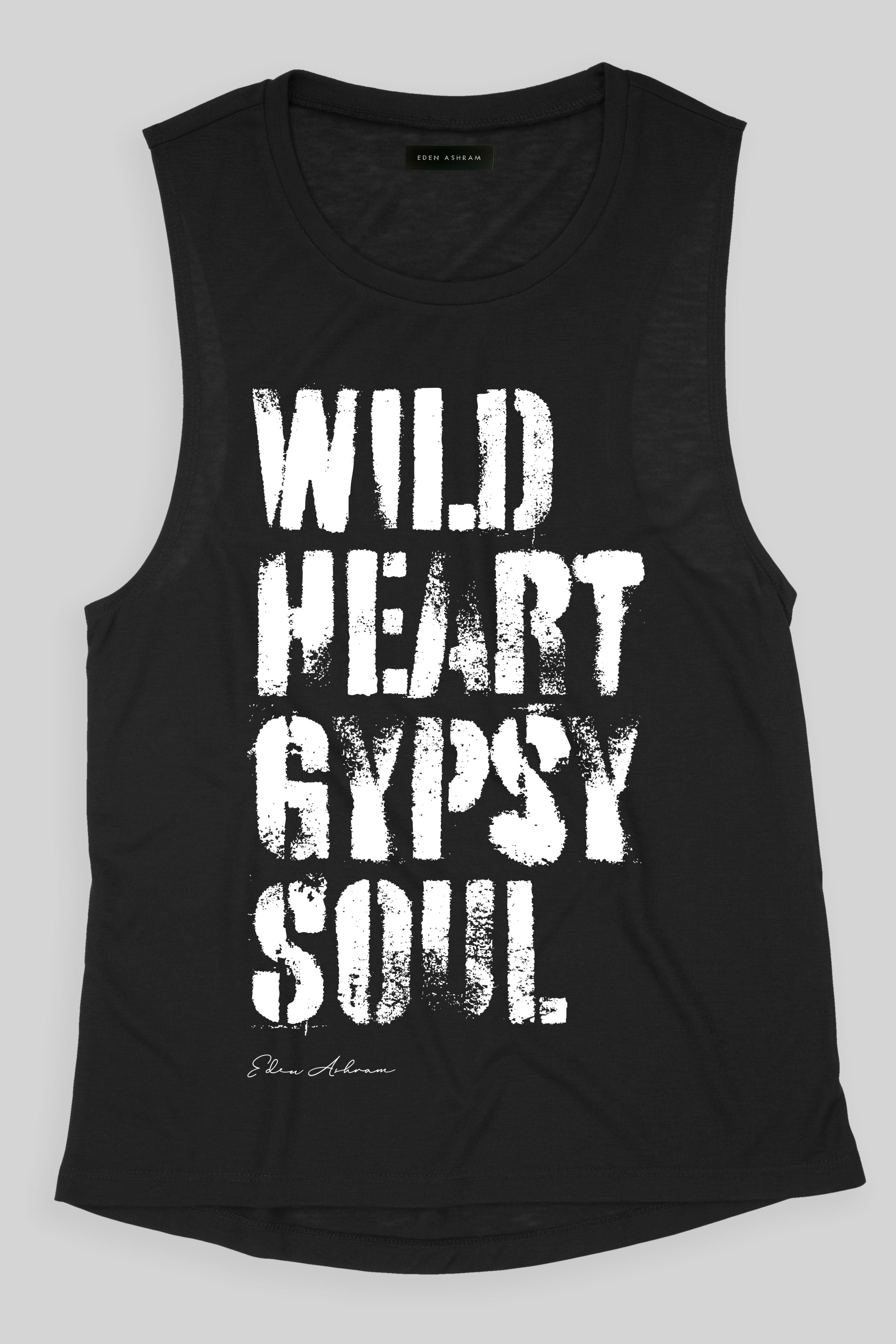 EDEN ASHRAM Wild Heart Gypsy Soul Super Soft Muscle Tank Black