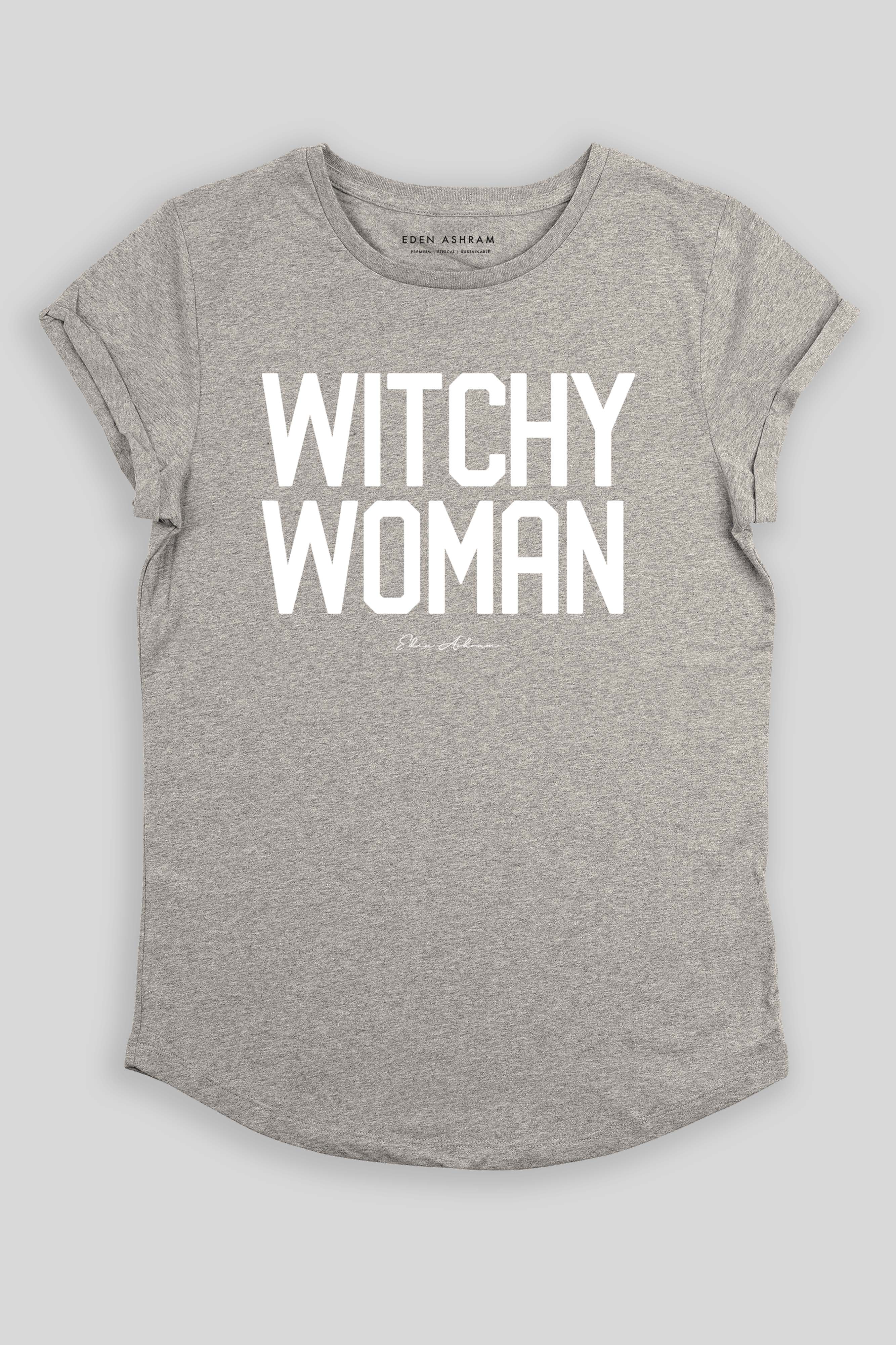 Eden Ashram Witchy Woman Rolled Sleeve T-Shirt Heather Grey
