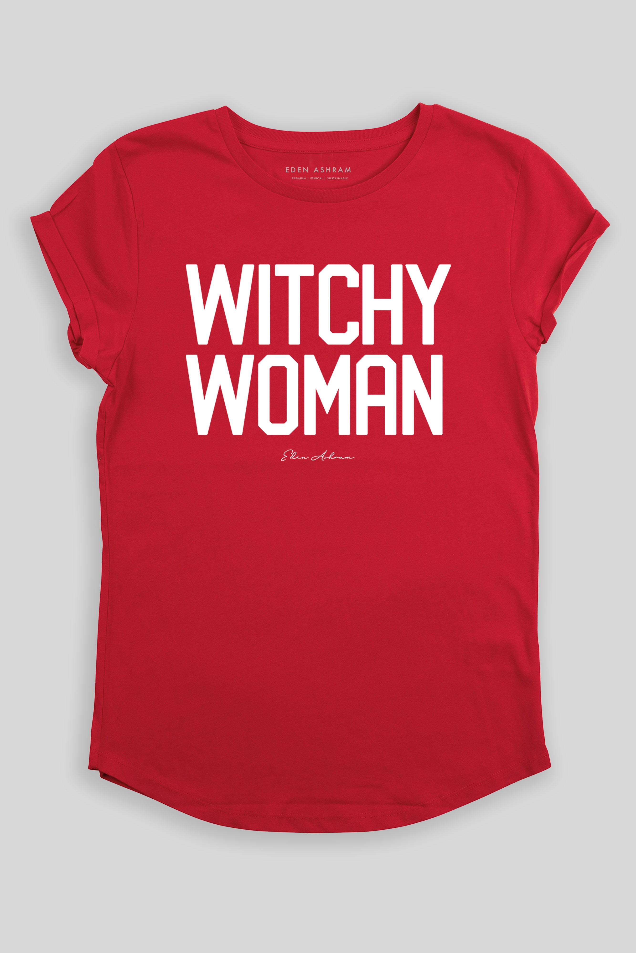 Eden Ashram Witchy Woman Rolled Sleeve T-Shirt Red