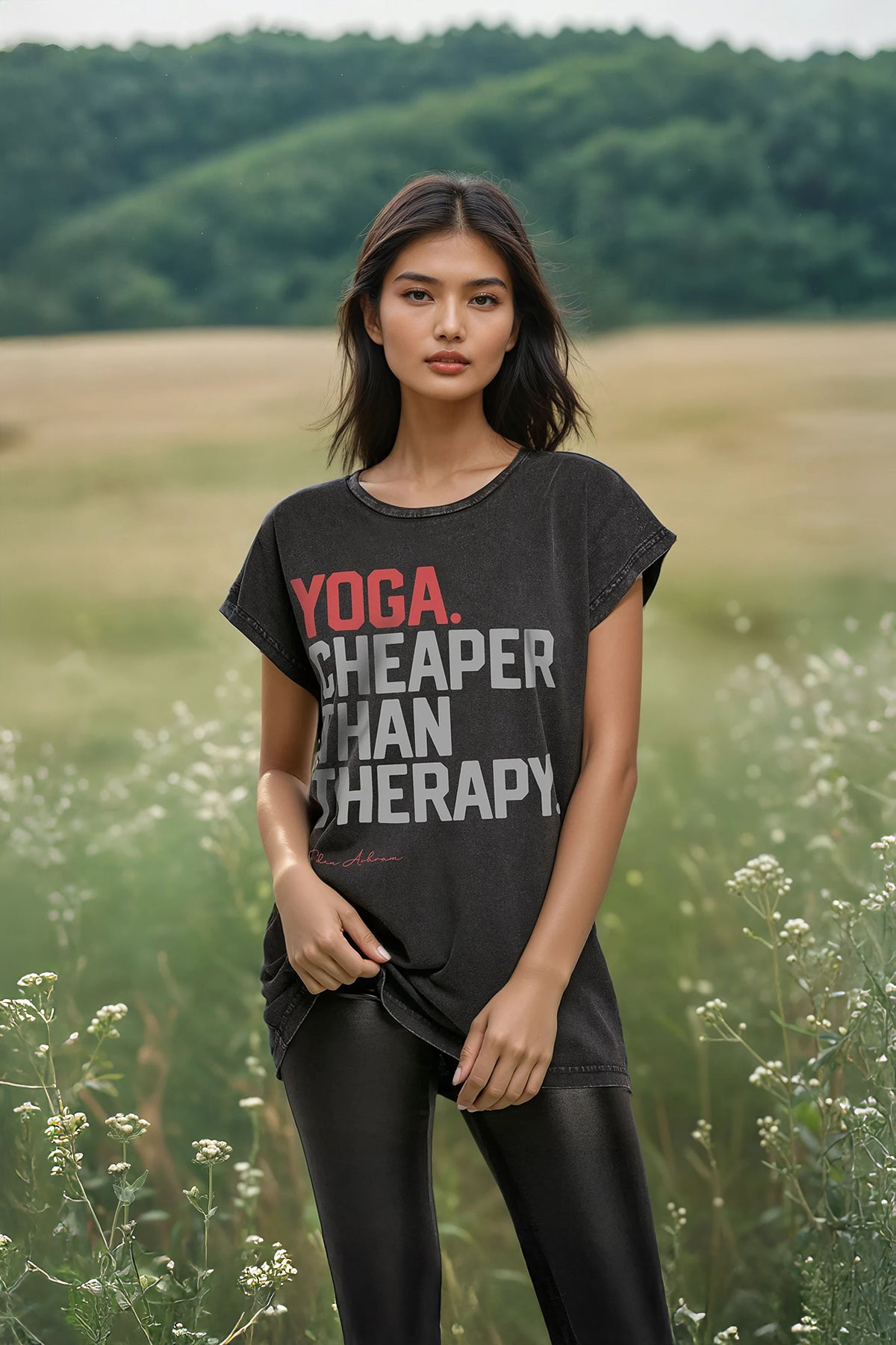 Eden Ashram YOGA. Cheaper Than Therapy Premium Relaxed Boyfriend T-Shirt