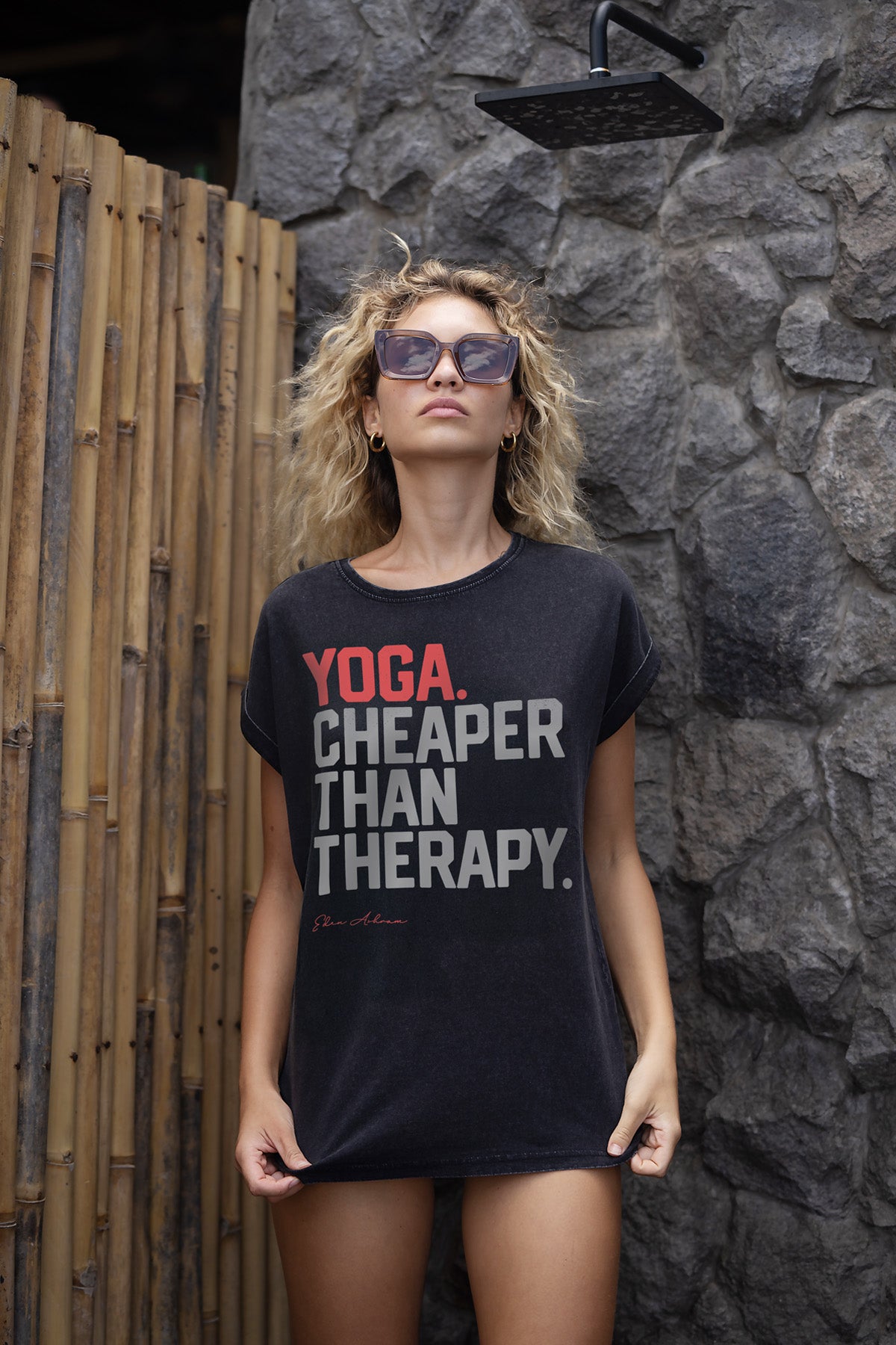 Eden Ashram YOGA. Cheaper Than Therapy Premium Relaxed Boyfriend T-Shirt