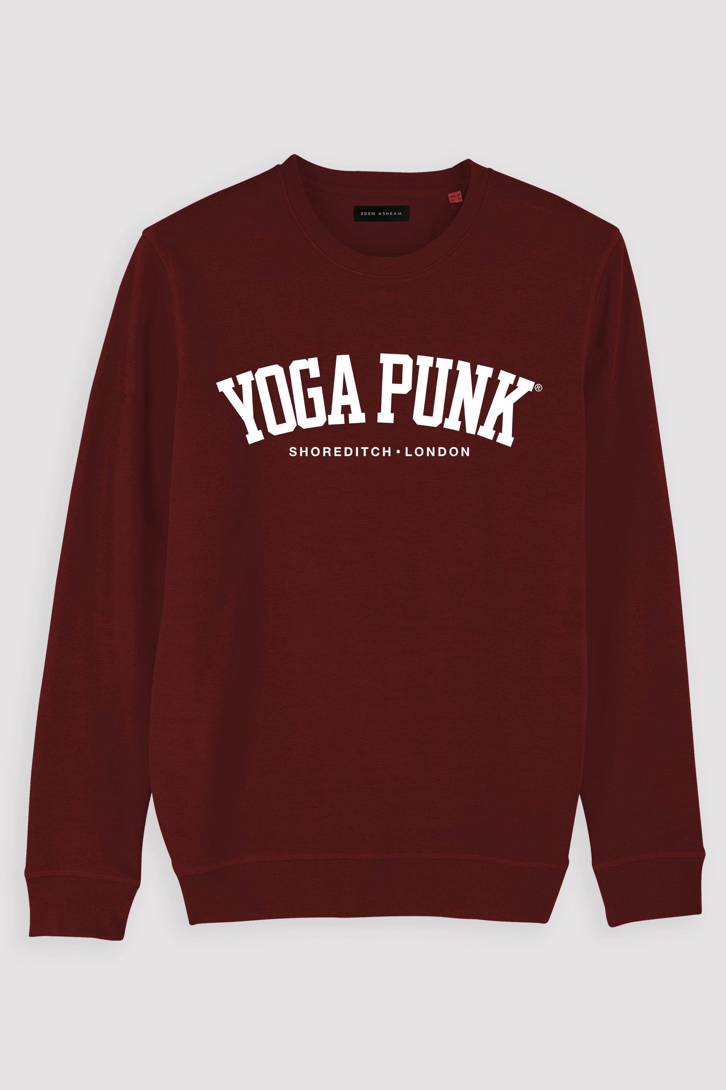 EDEN ASHRAM Yoga Punk Premium Crew Neck Sweatshirt Burgundy