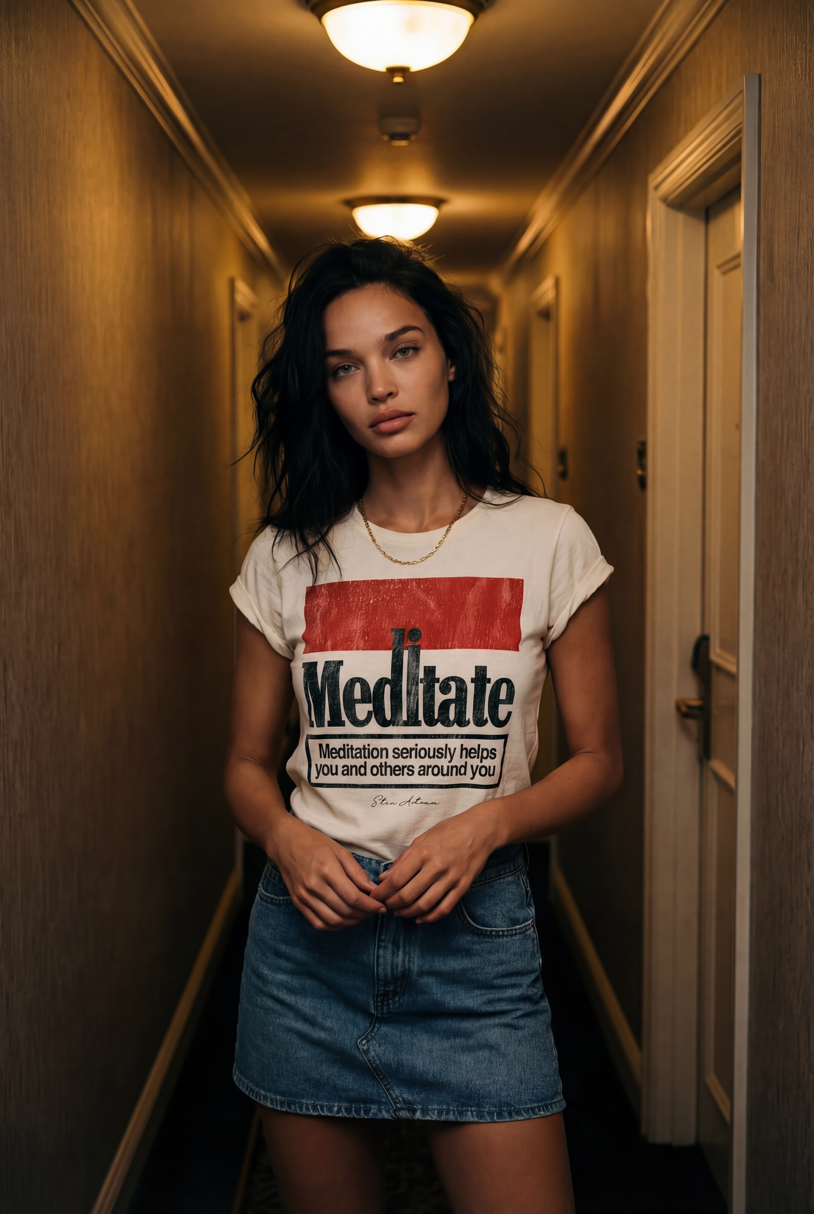 Eden Ashram Meditate 2.0 Premium Rolled Sleeve T-Shirt