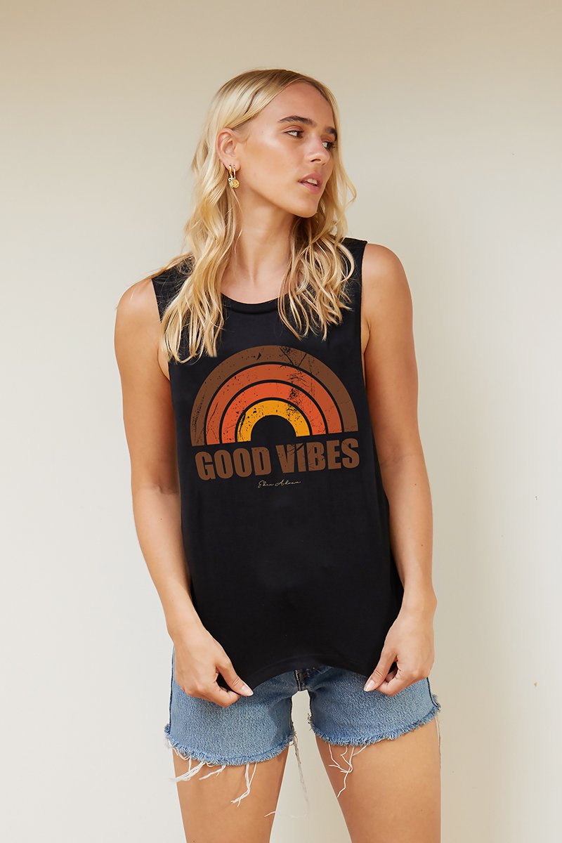 EDEN ASHRAM 70's Good Vibes Super Soft Muscle Tank