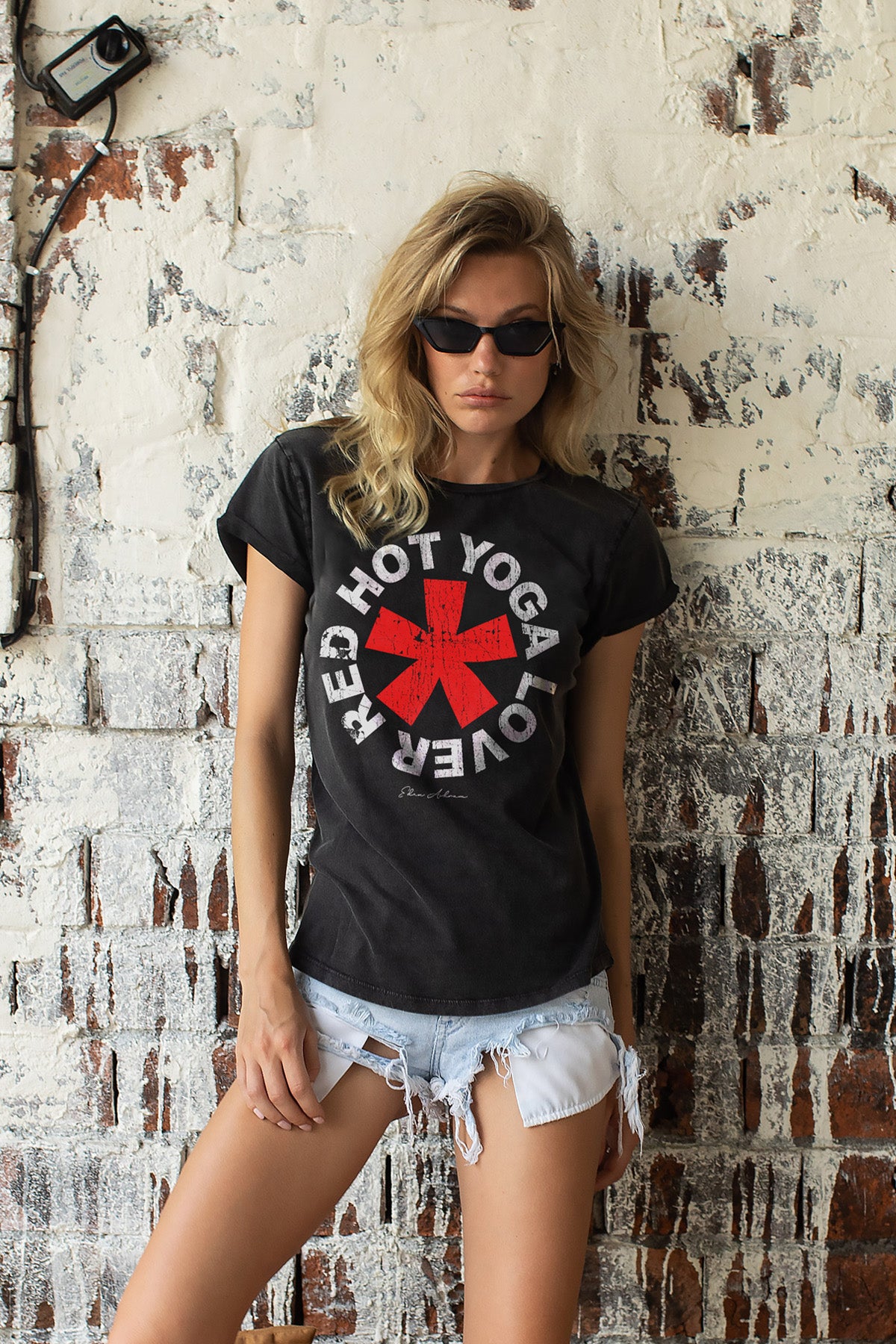 Eden Ashram Red Hot Yoga Lover Premium Rolled Sleeve T-Shirt