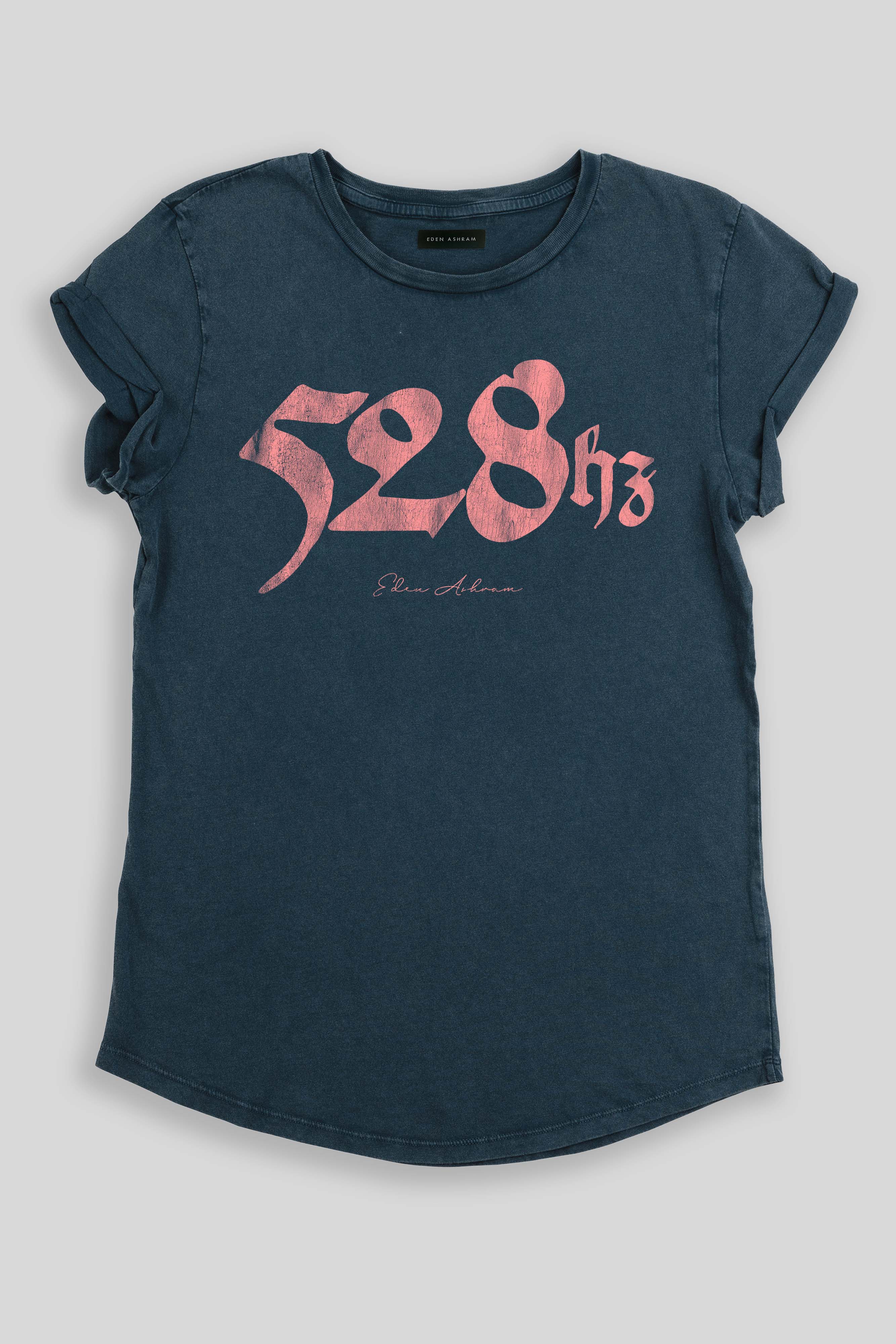 Eden Ashram 528Hz Premium Rolled Sleeve T-Shirt Stonewash Denim