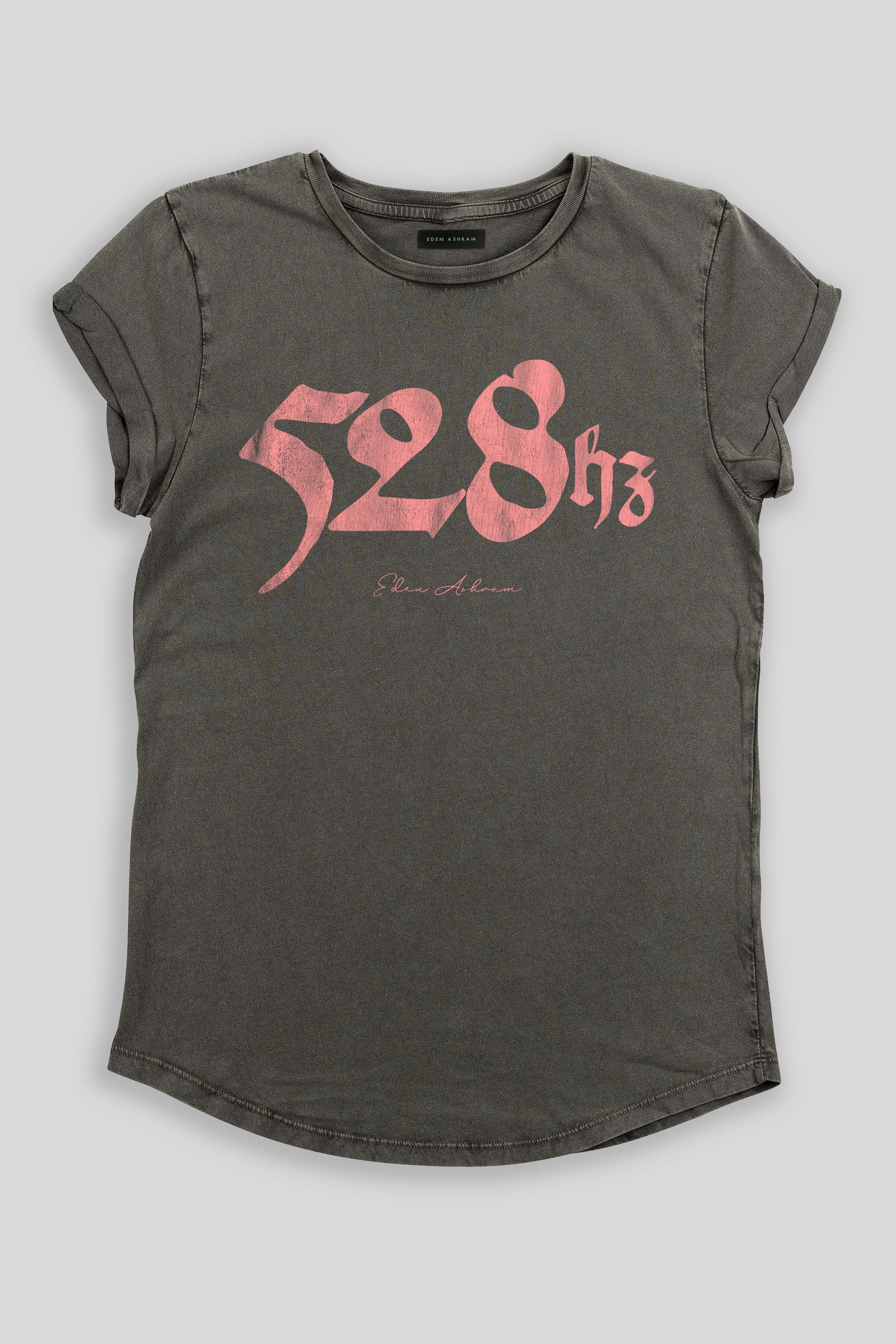 Eden Ashram 528Hz Premium Rolled Sleeve T-Shirt Stonewash Grey