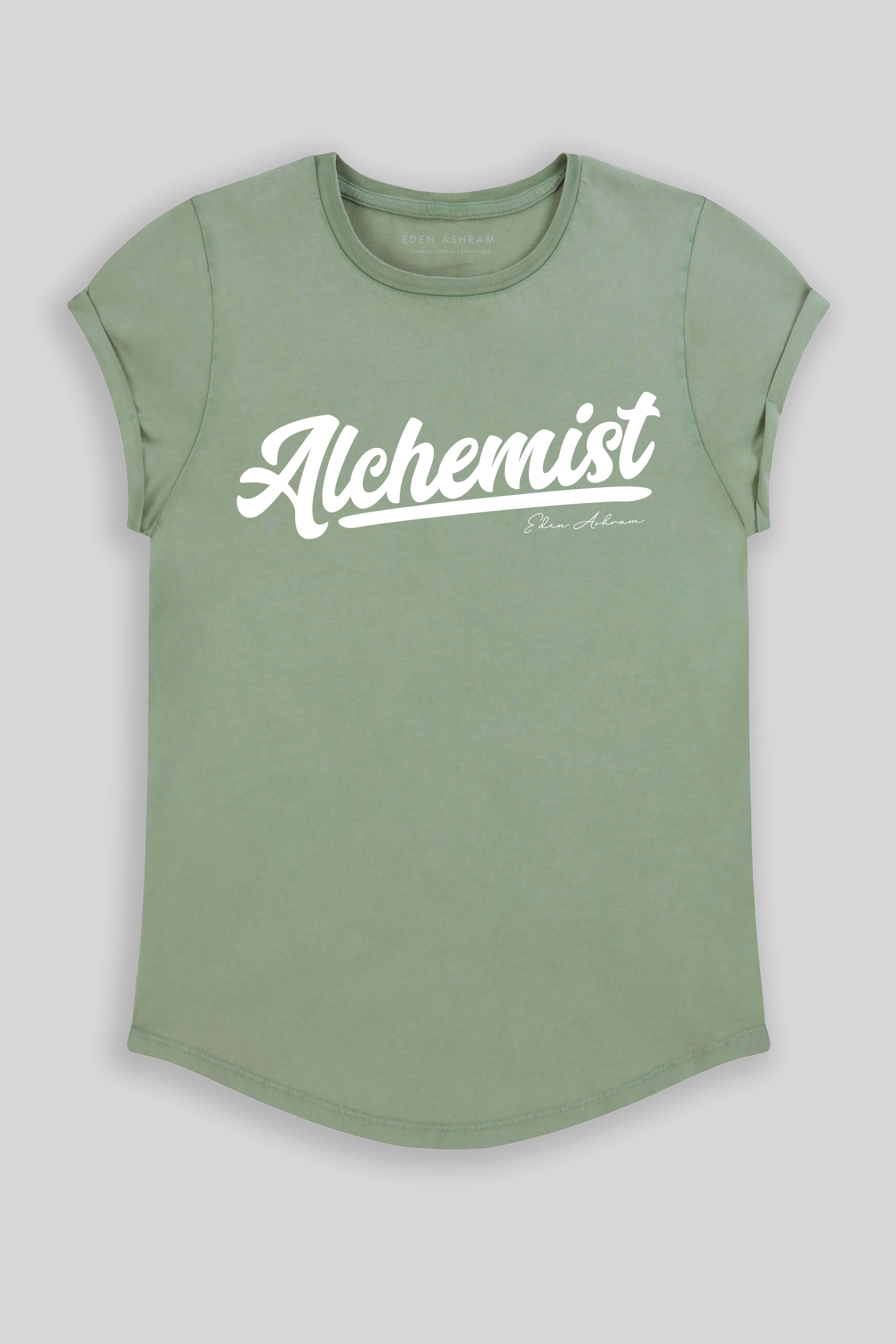 Eden Ashram Alchemist Premium Rolled Sleeve T-Shirt Stonewash Sage