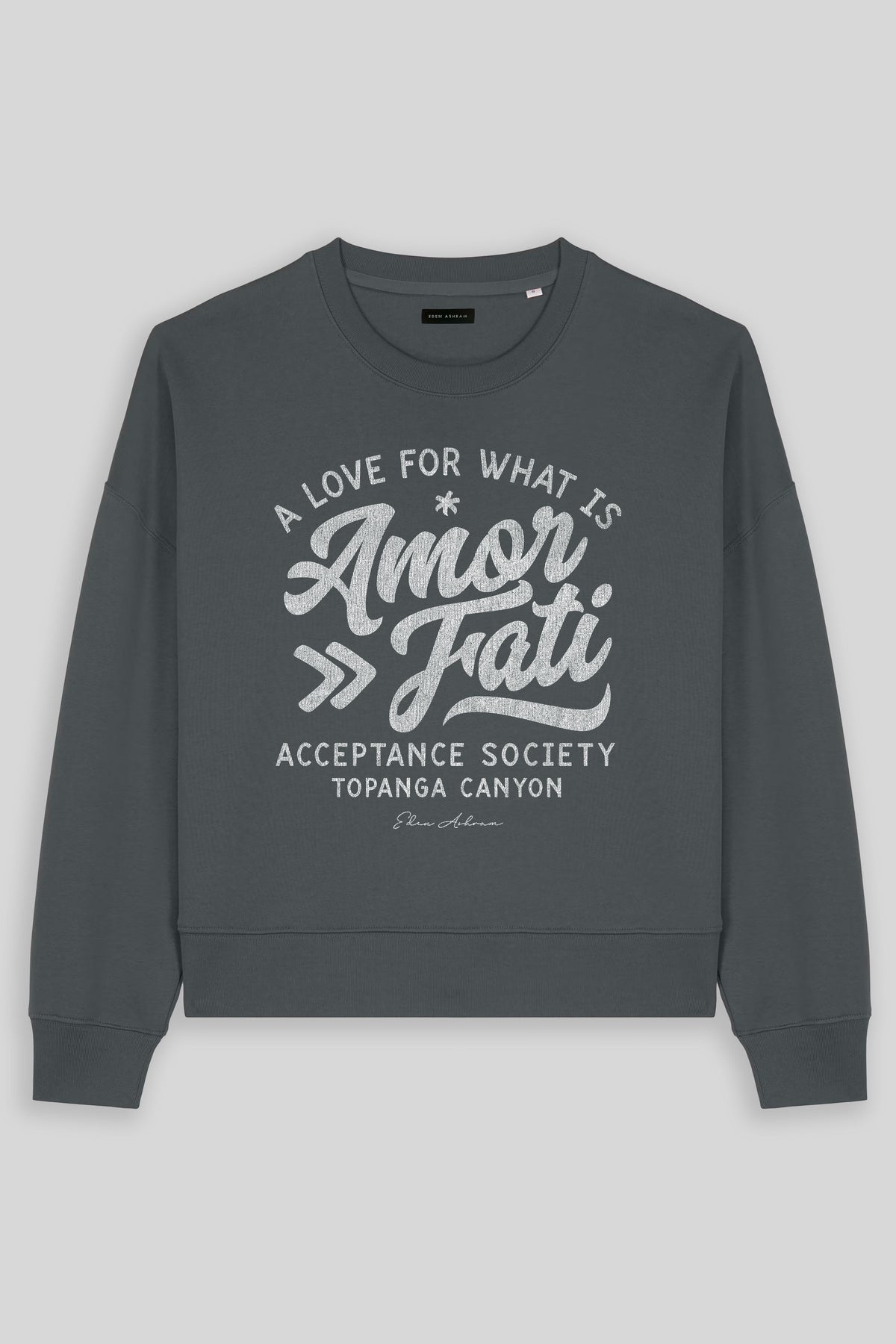 Eden Ashram Amor Fati Women's Premium Organic Sweatshirt Anthracite
