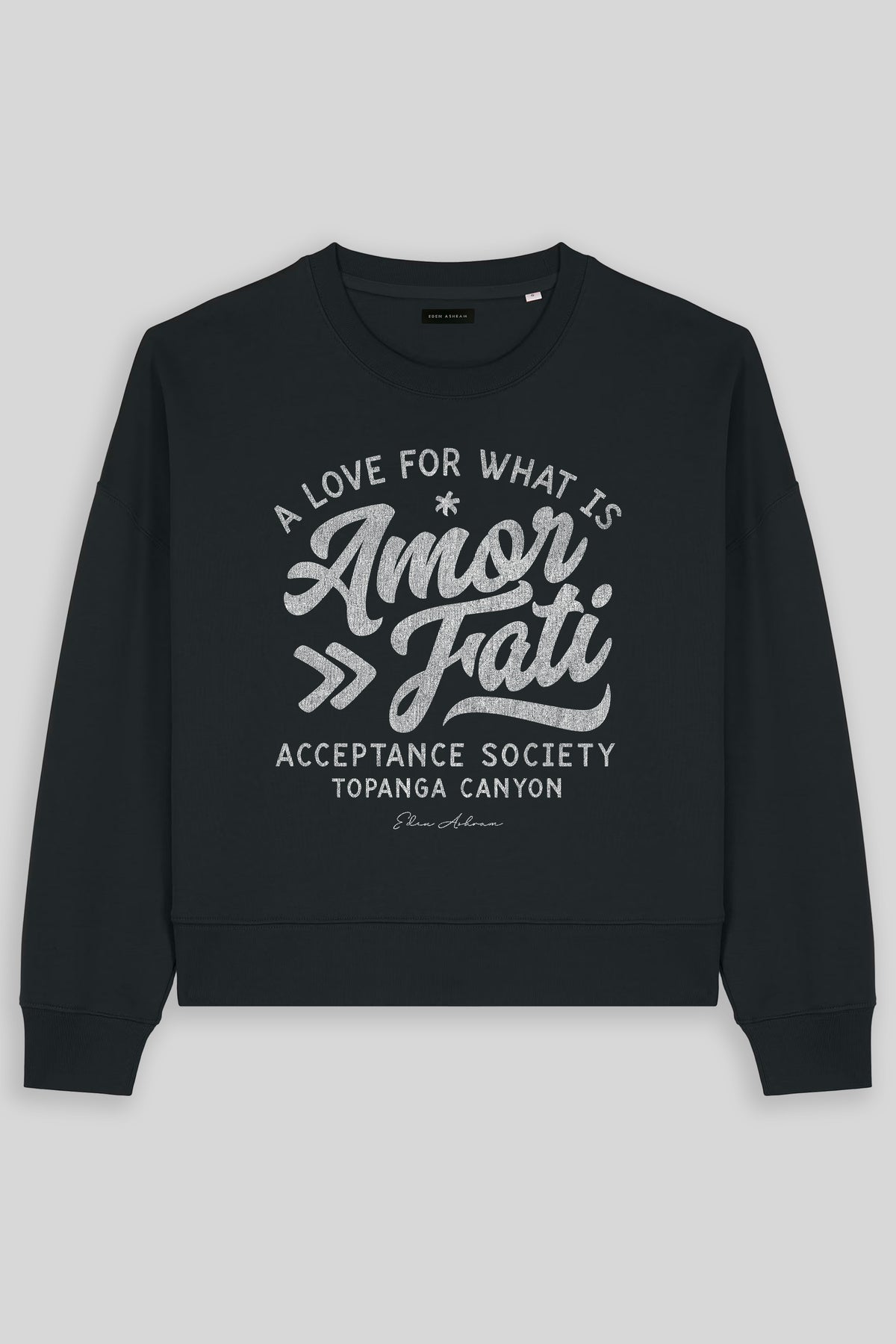 Eden Ashram Amor Fati Women's Premium Organic Sweatshirt Black