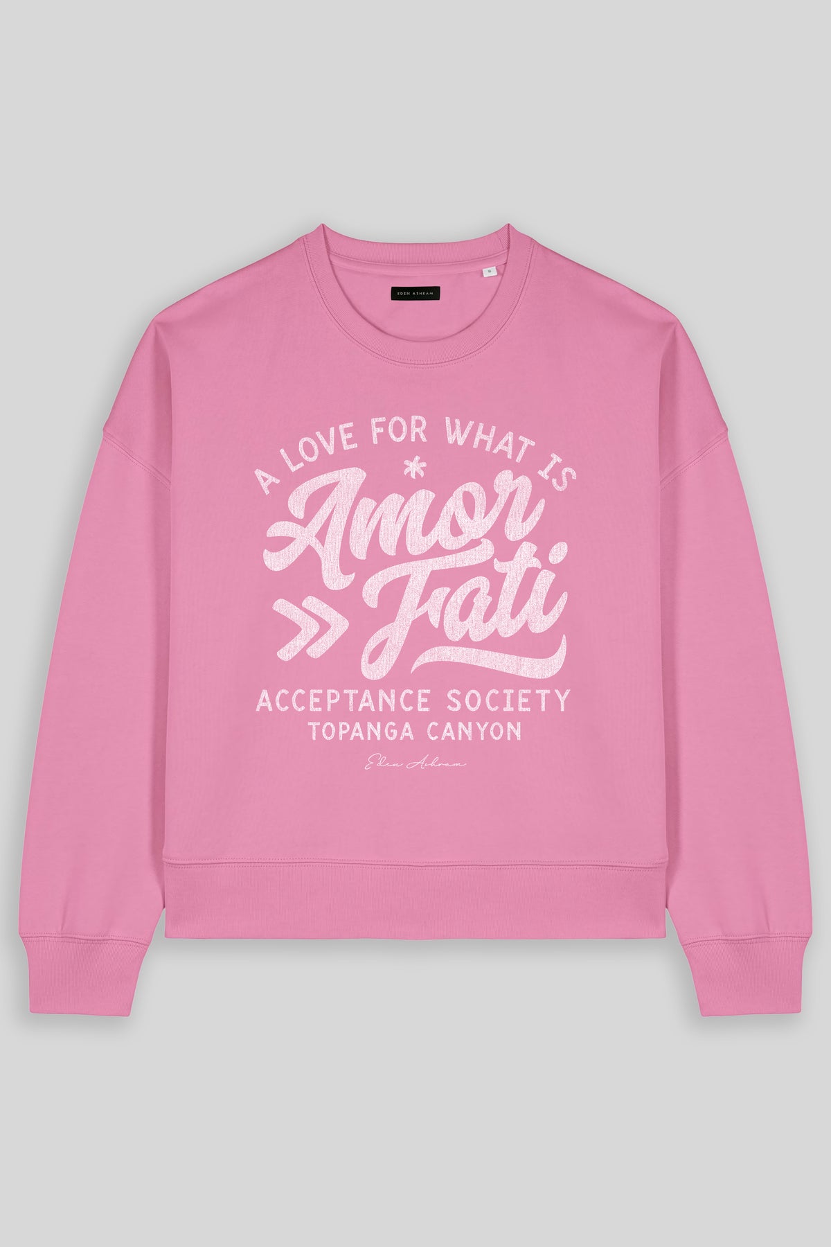 Eden Ashram Amor Fati Women's Premium Organic Sweatshirt Bubble Pink