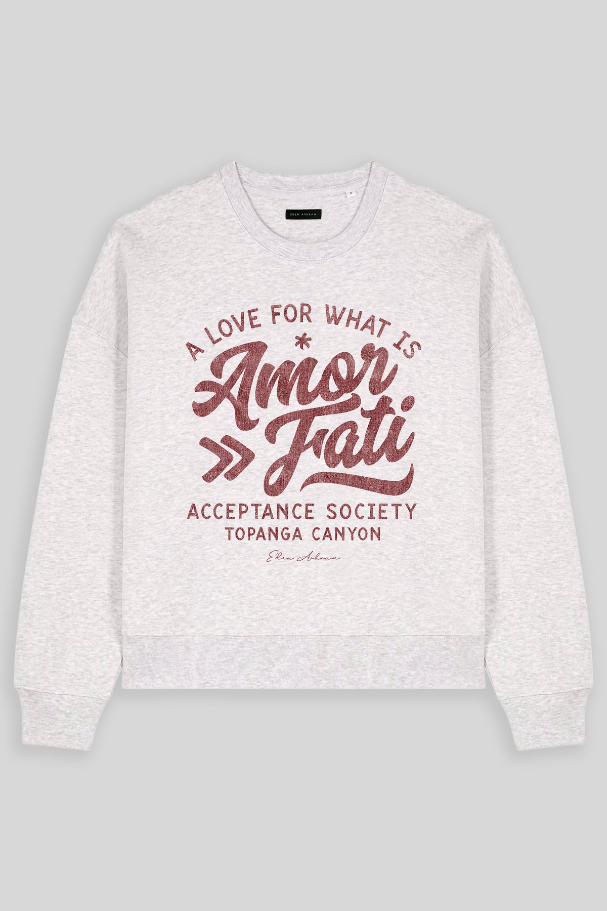 Eden Ashram Amor Fati Women's Premium Organic Sweatshirt Cool Heather