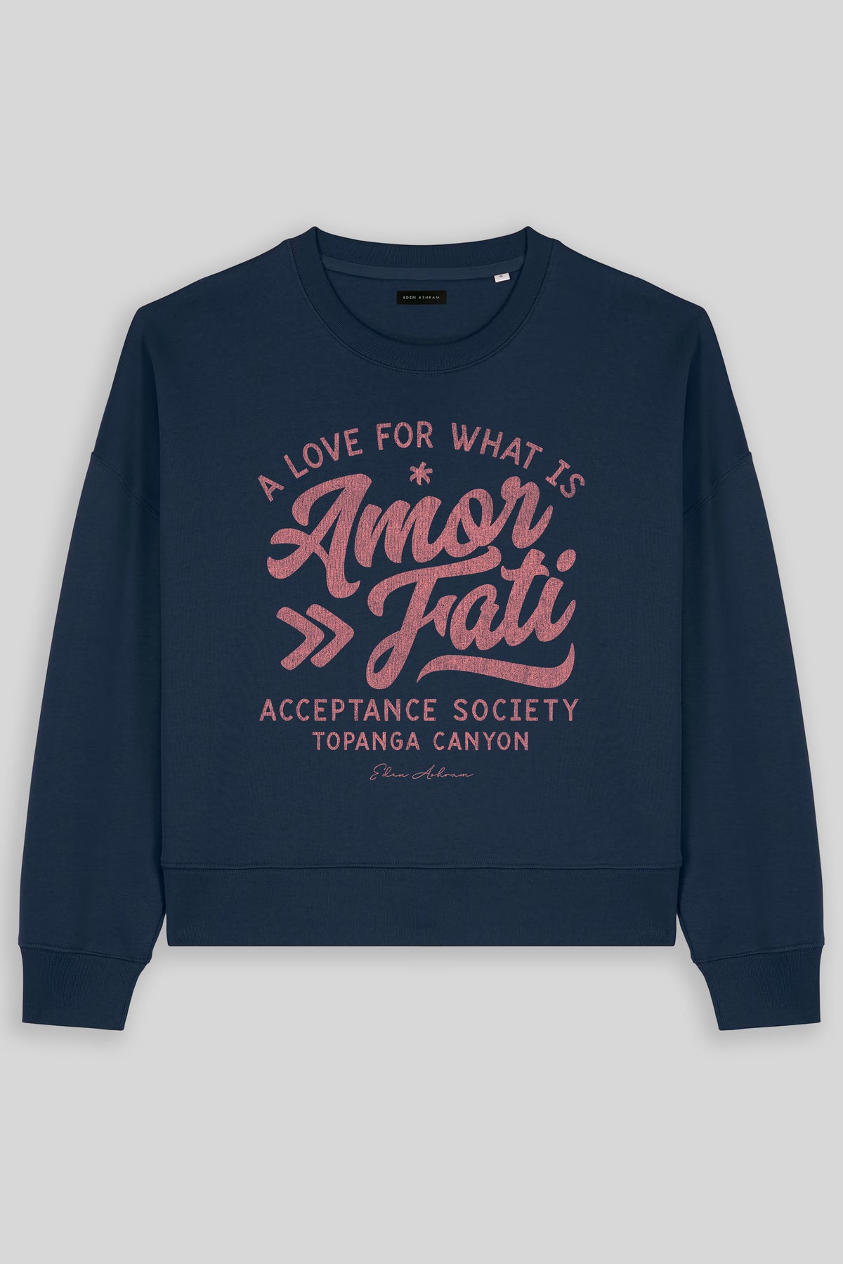 Eden Ashram Amor Fati Women's Premium Organic Sweatshirt French Navy