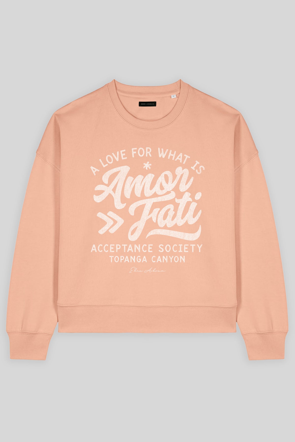 Eden Ashram Amor Fati Women's Premium Organic Sweatshirt Fraiche Peche