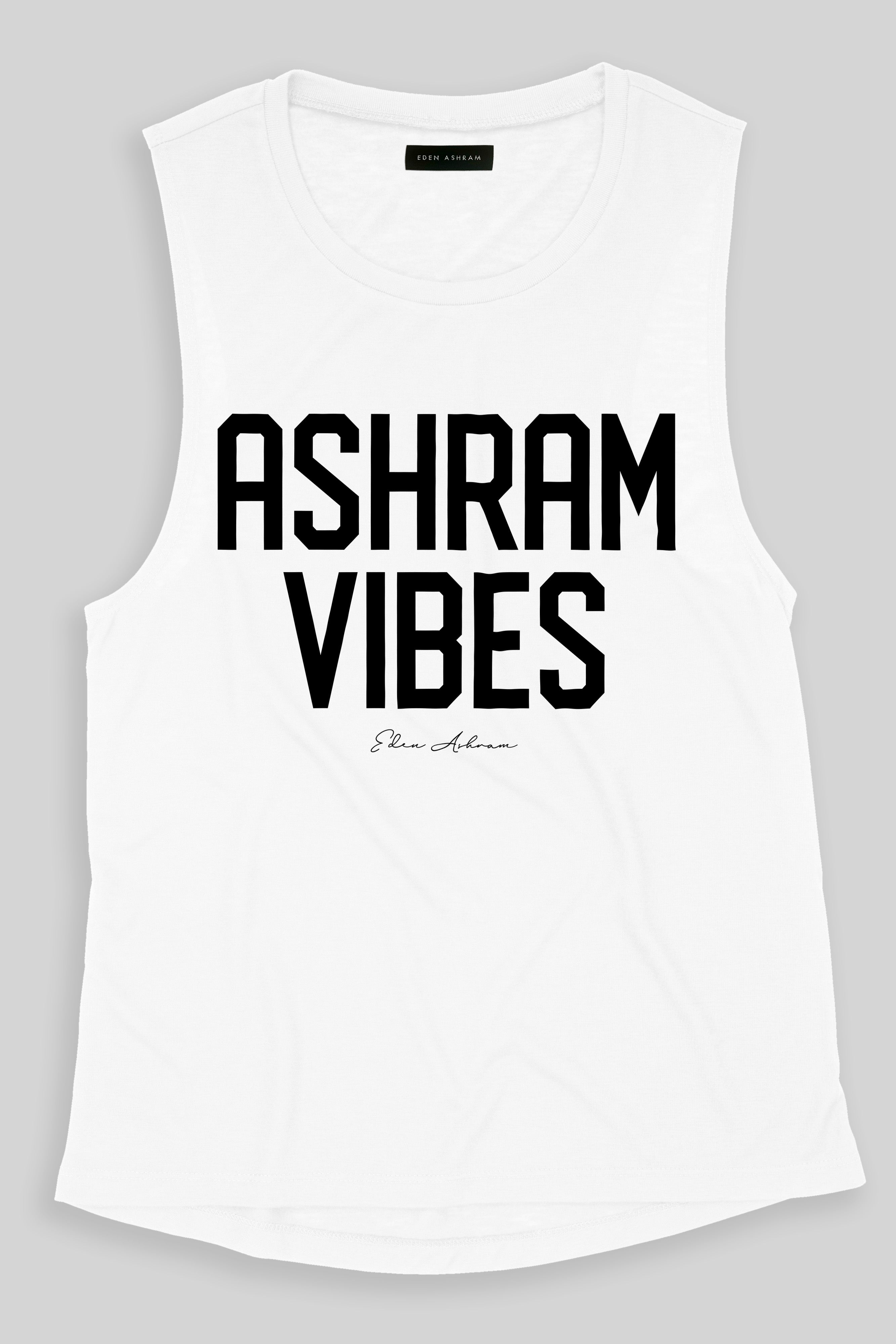 EDEN ASHRAM Ashram Vibes Scoop Muscle Tank Vintage White